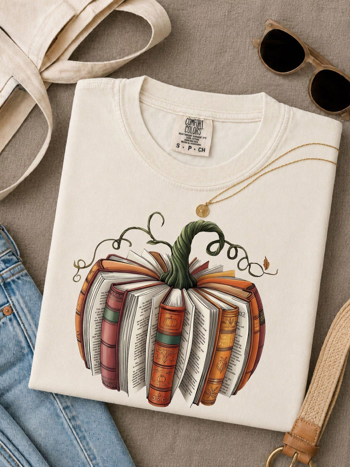 Fall Book Pumpkin T-Shirt