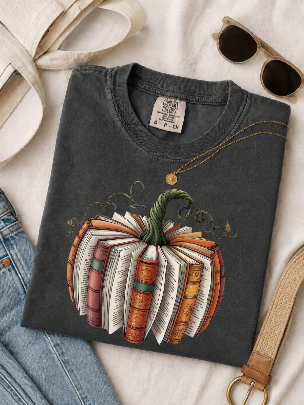 Fall Book Pumpkin T-Shirt