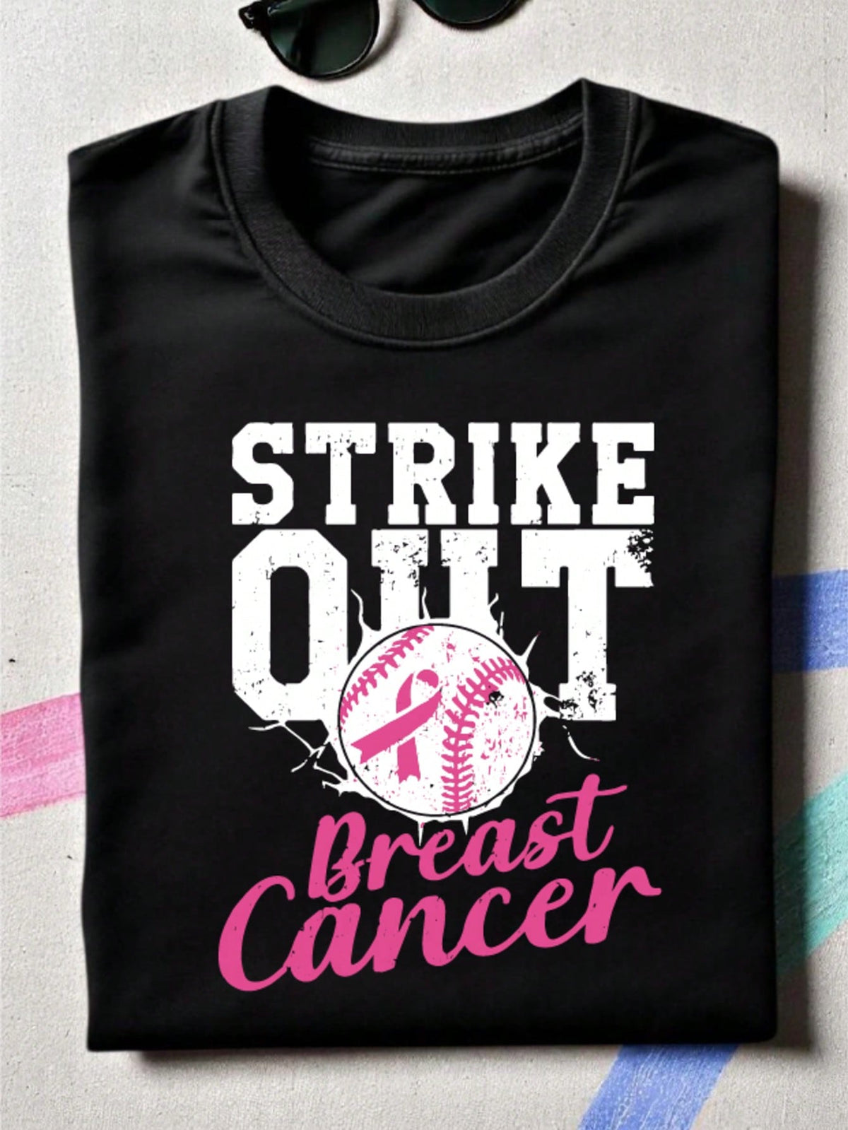 Baseball Strike Out Breast Cancer T-Shirt