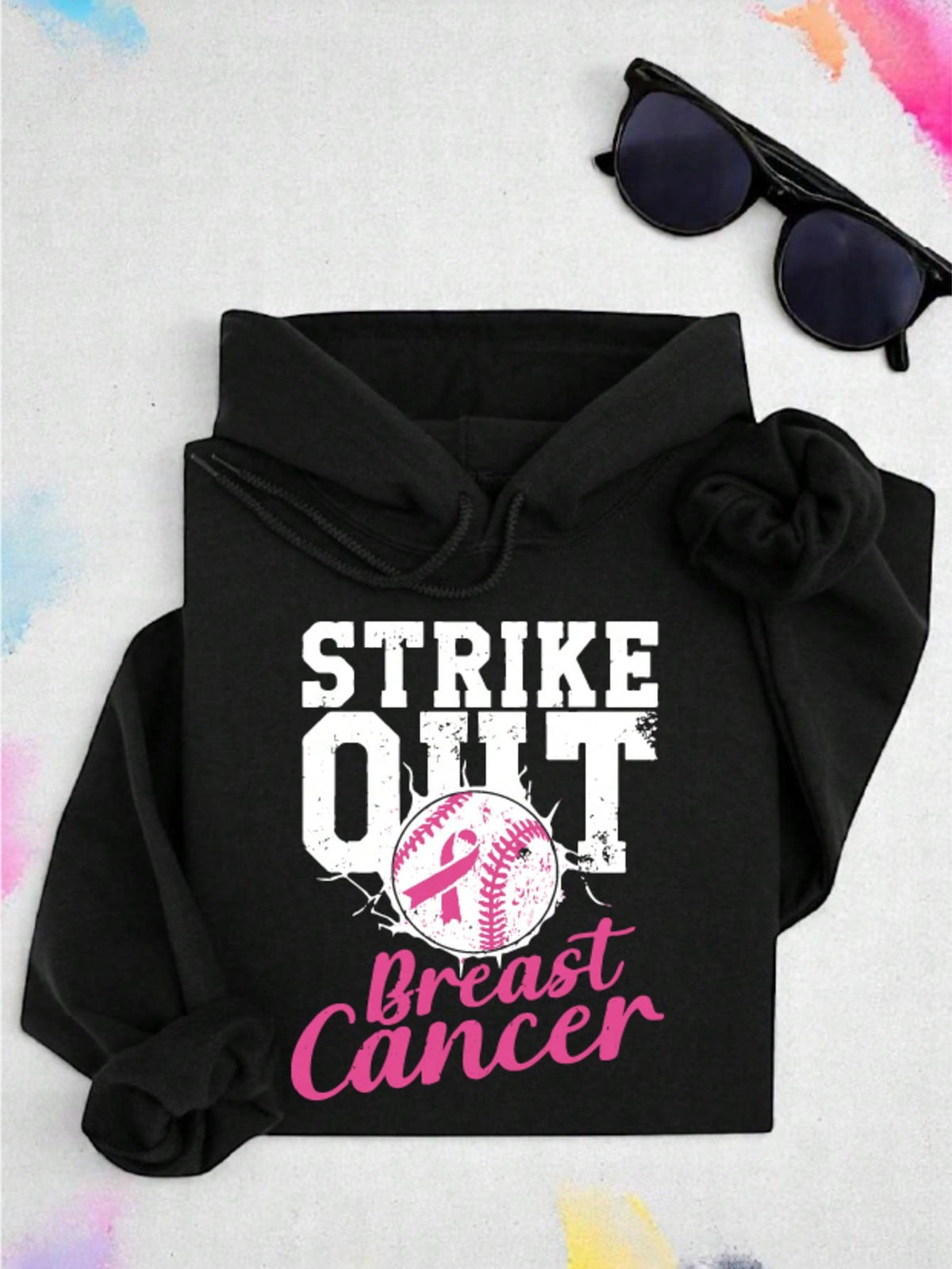 Baseball Strike Out Breast Cancer Hoodie