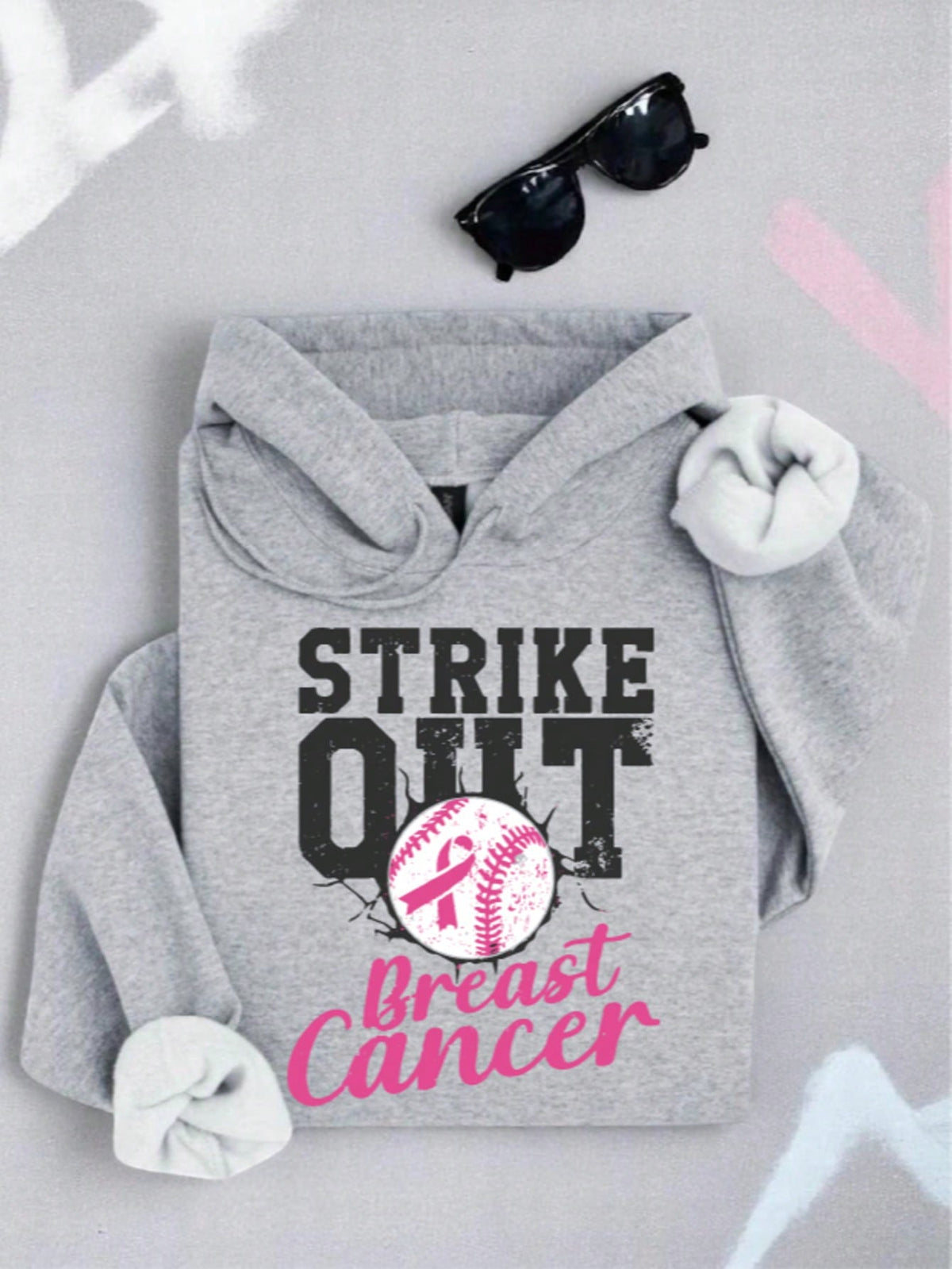 Baseball Strike Out Breast Cancer Hoodie