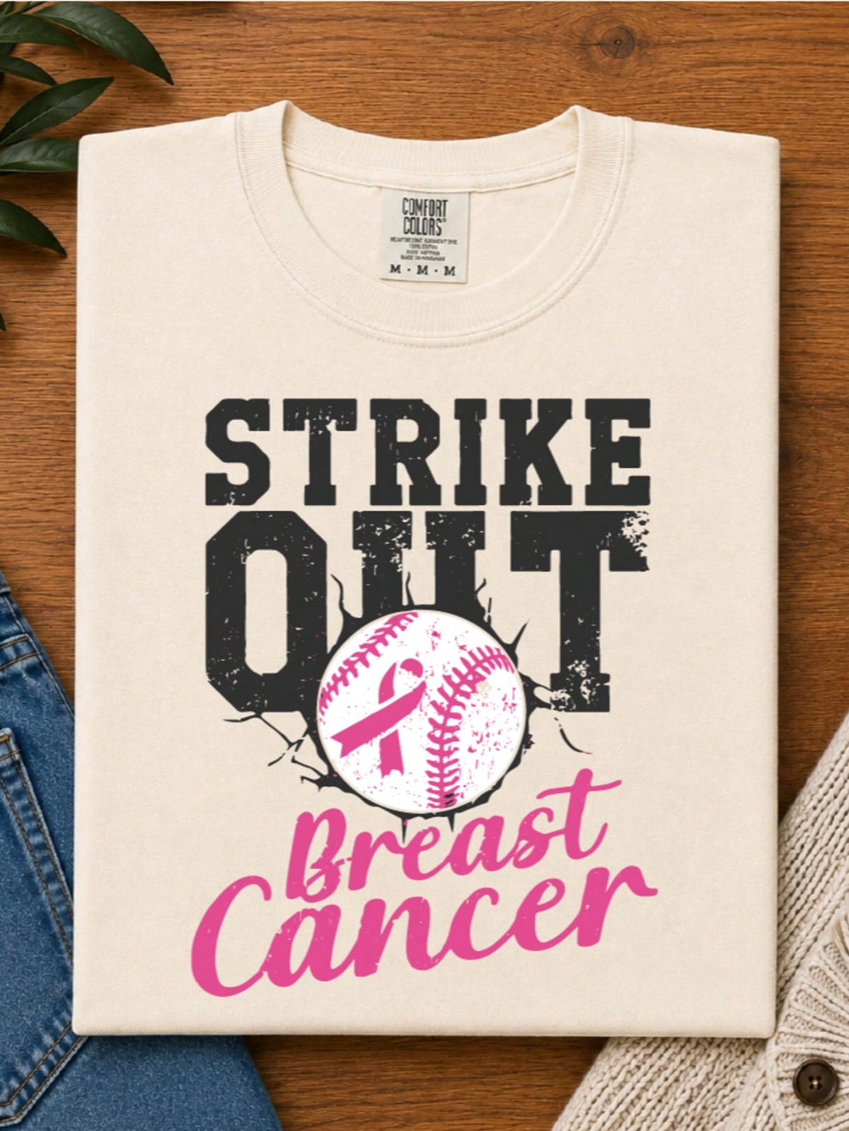 Baseball Mom Cancer Ribbon Distressed T-Shirt