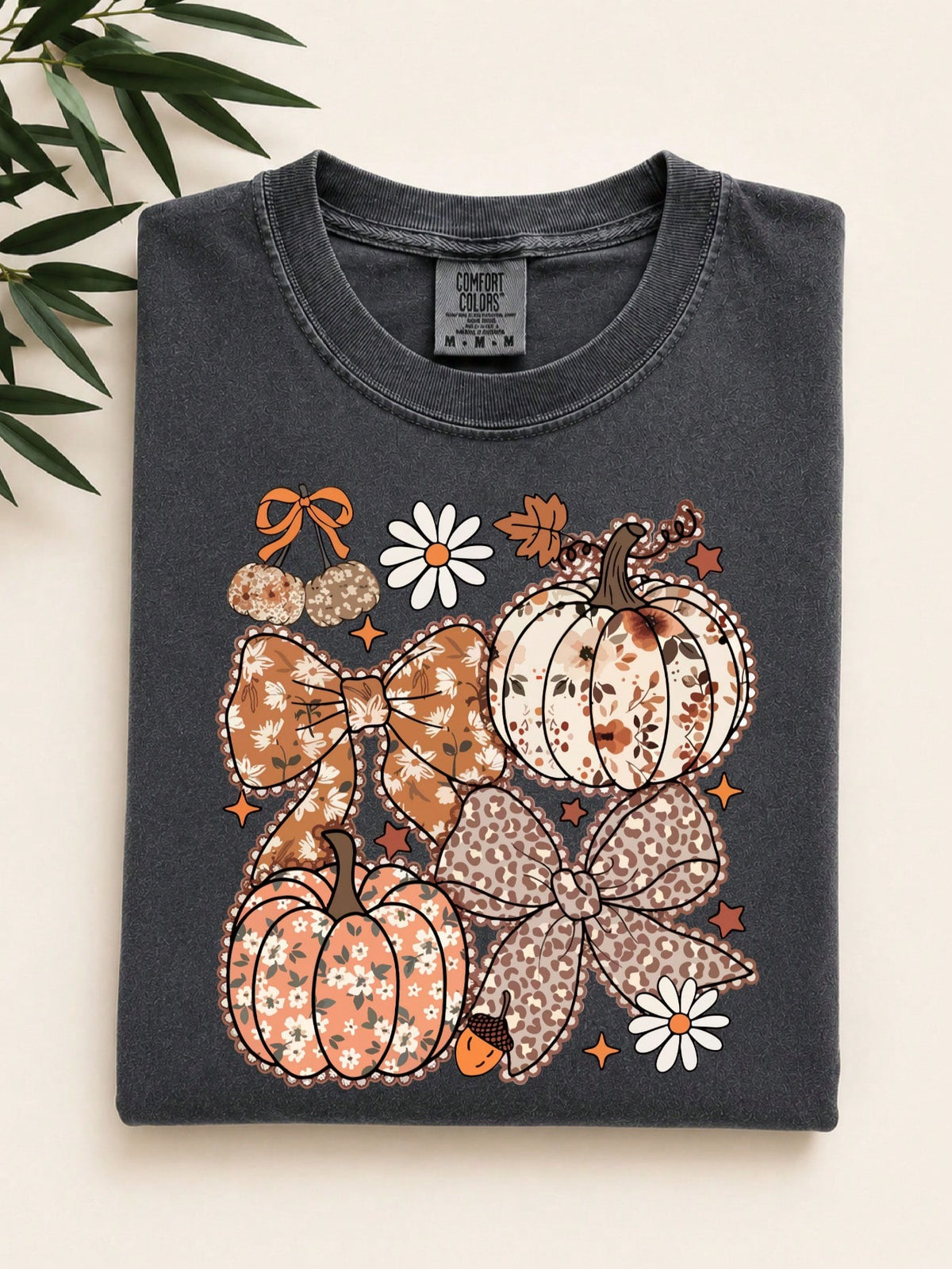 Floral Pumpkin Bow T-Shirt