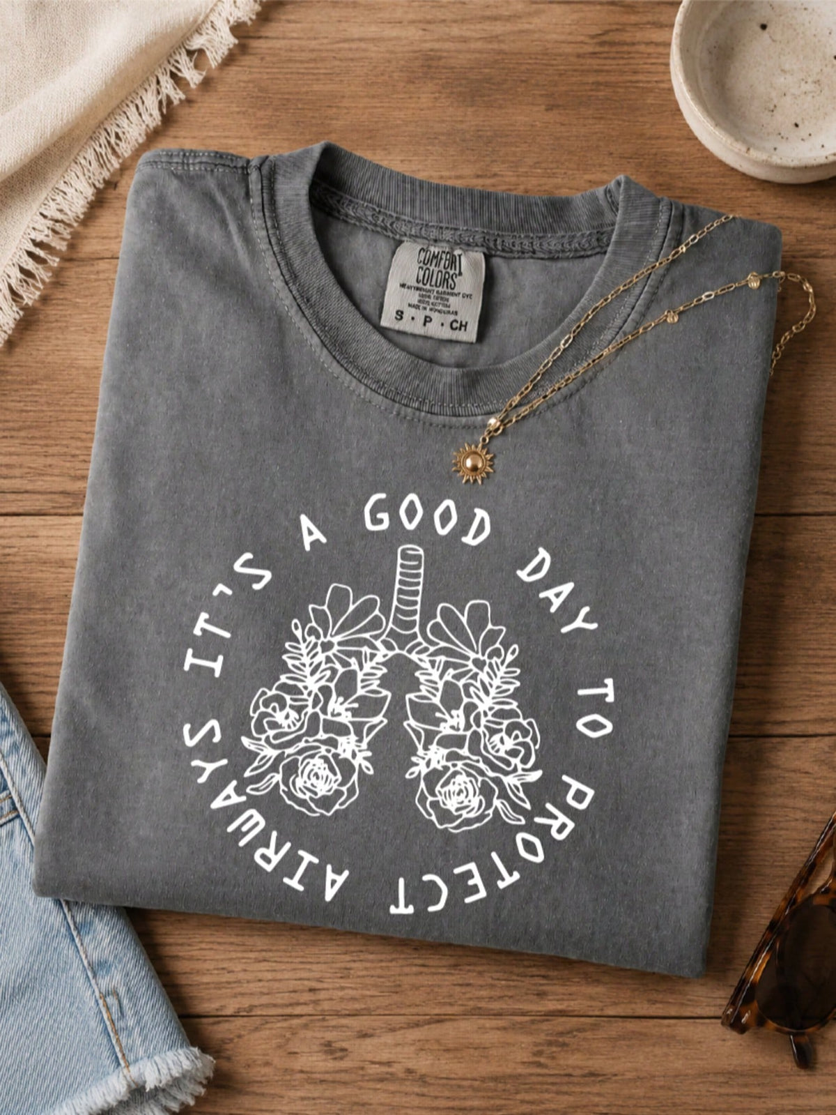 Cute Floral Lung Breathing Outfit. Anatomical Lung T-Shirt