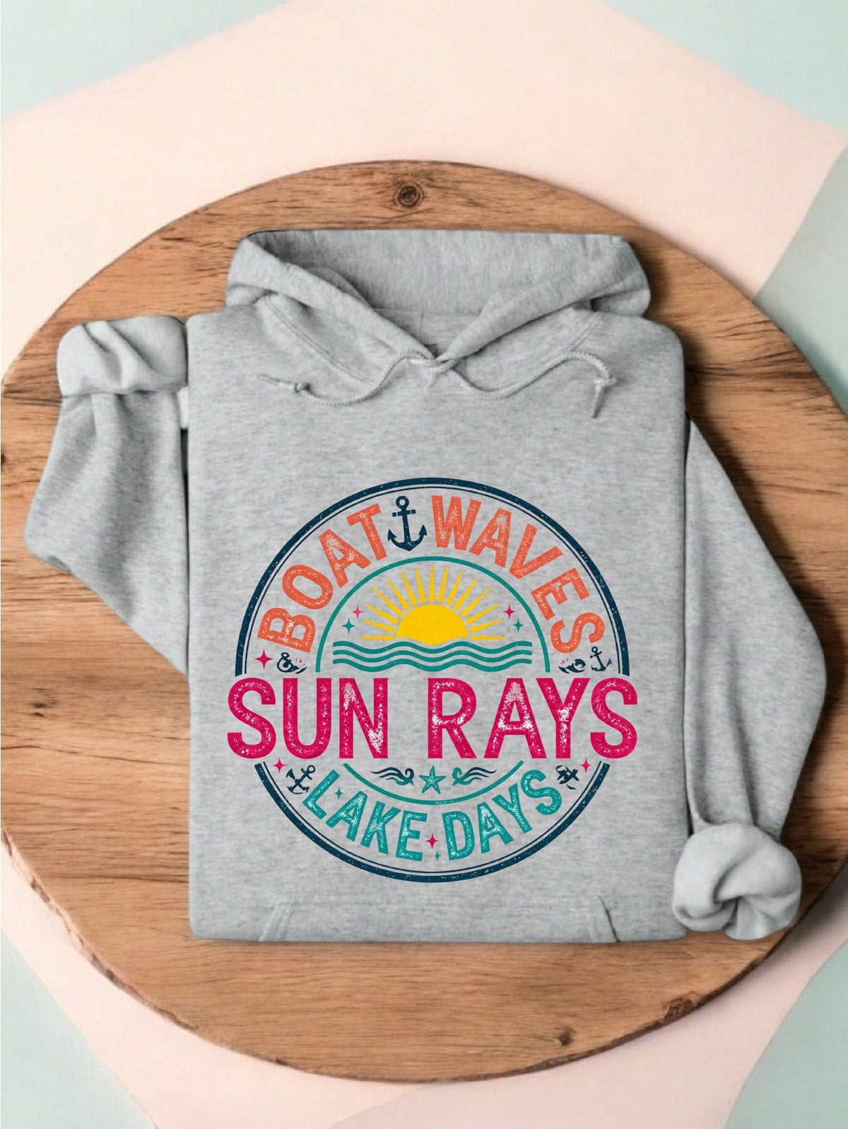 Boat Waves Sun Rays Hoodie
