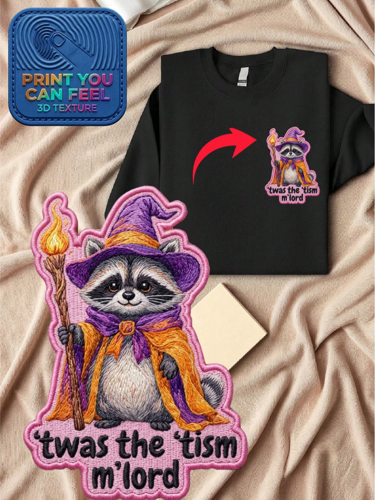 Halloween Raccoon 3D Patch Sweatshirt