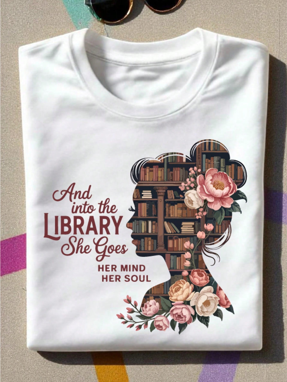 Vintage And Into The Library She Goes T-Shirt