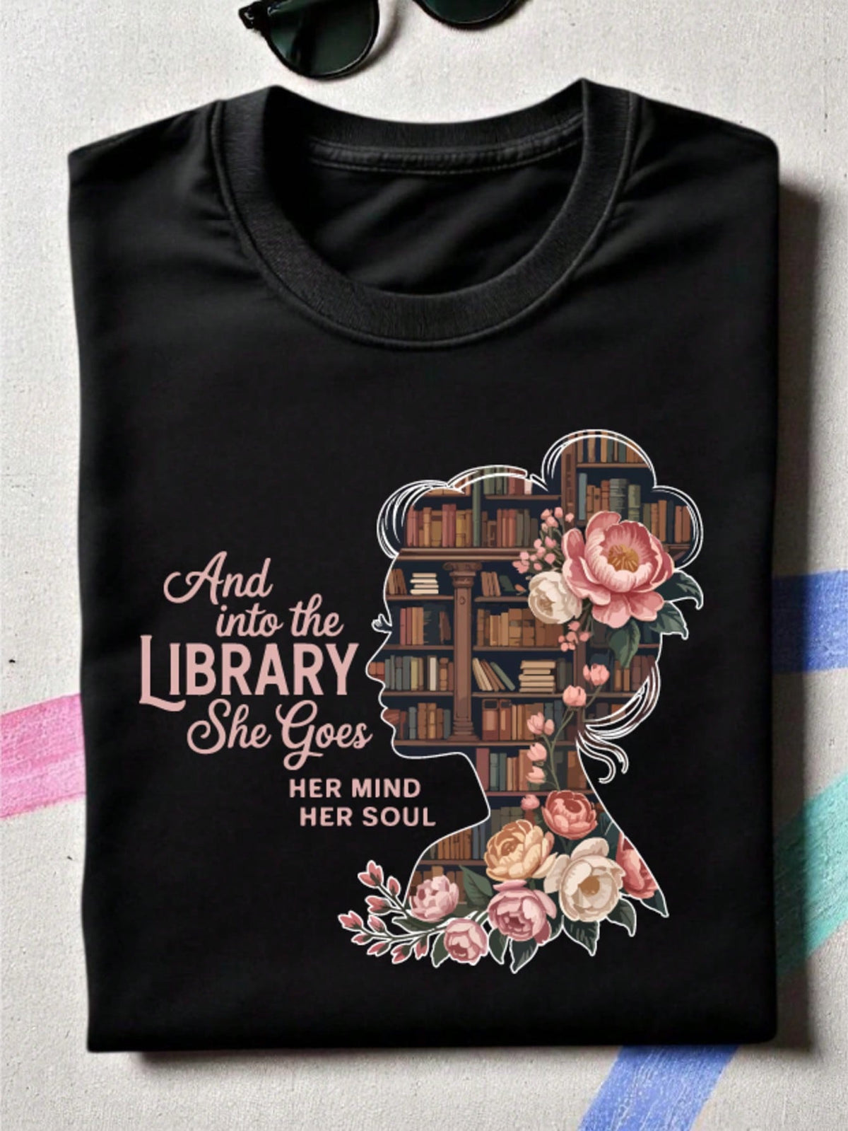 Vintage And Into The Library She Goes T-Shirt