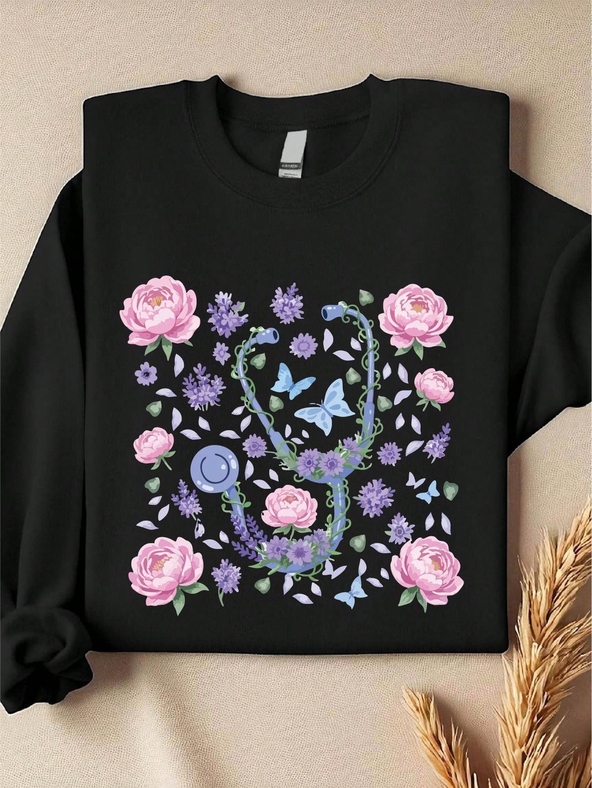 Floral Nurse Stethoscope Sweatshirt