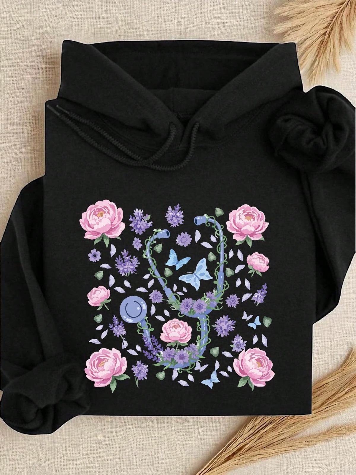 Floral Nurse Stethoscope Hoodie