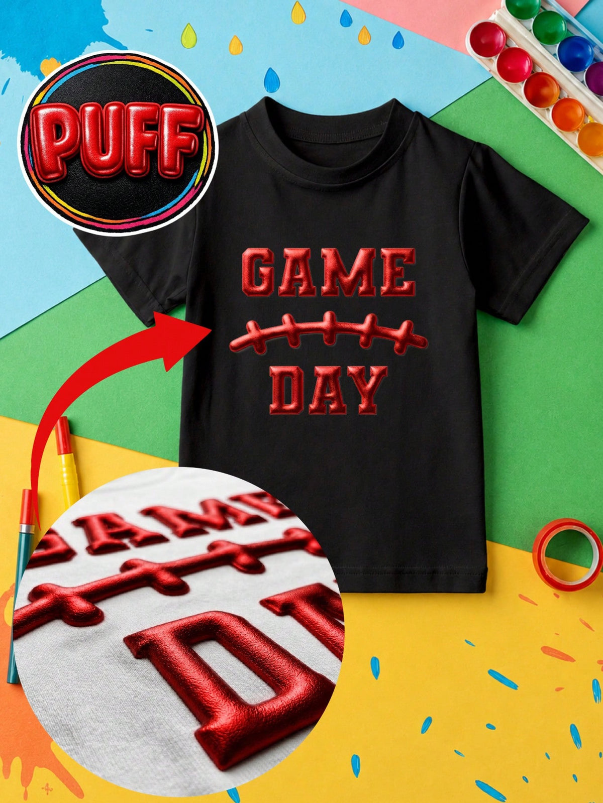 Football Season 3D Puff Print Hoodie