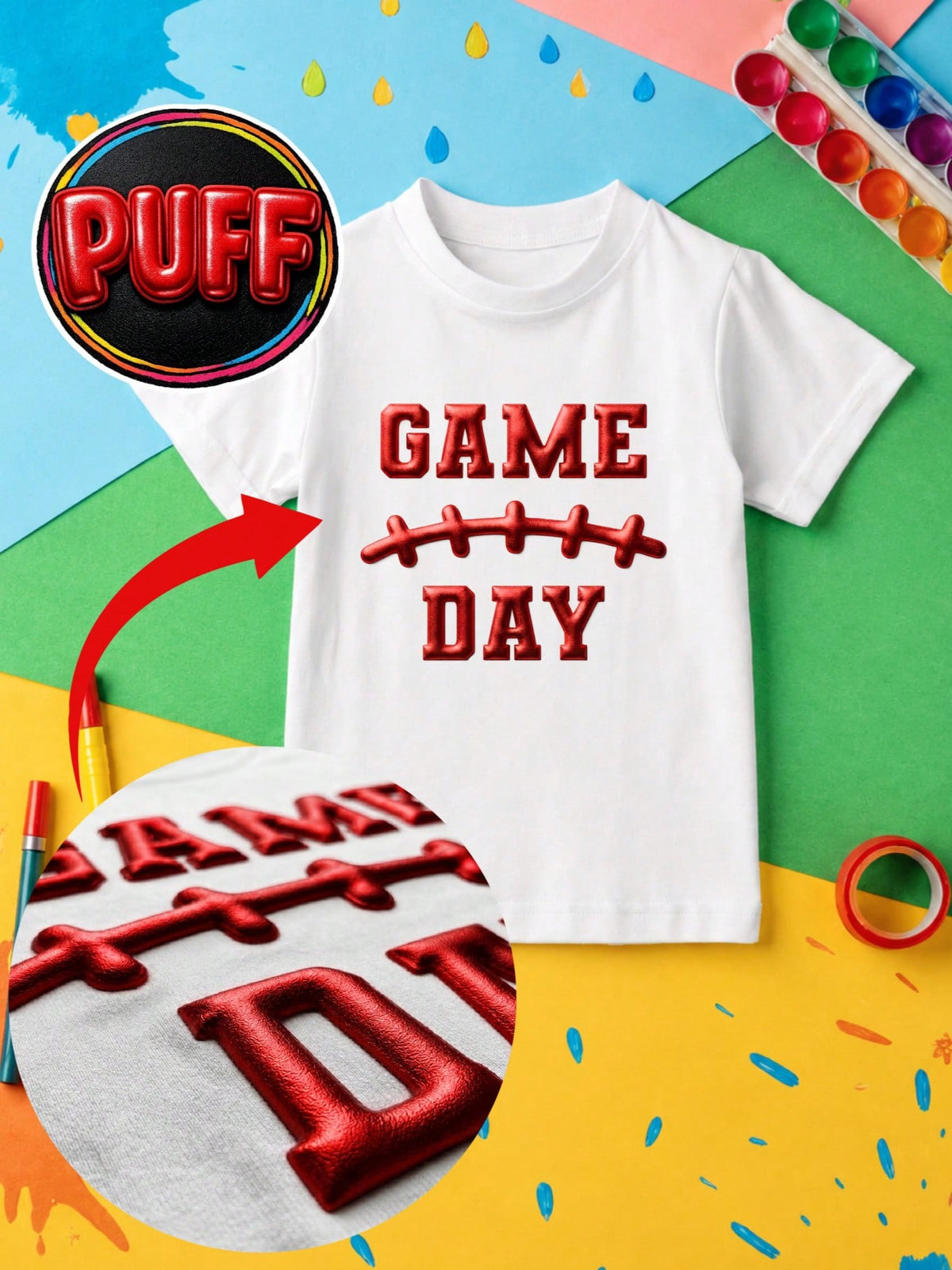 Football Season 3D Puff Print Bodysuit