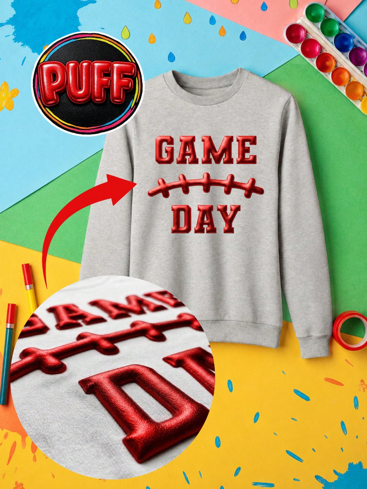 Football Season 3D Puff Print Hoodie