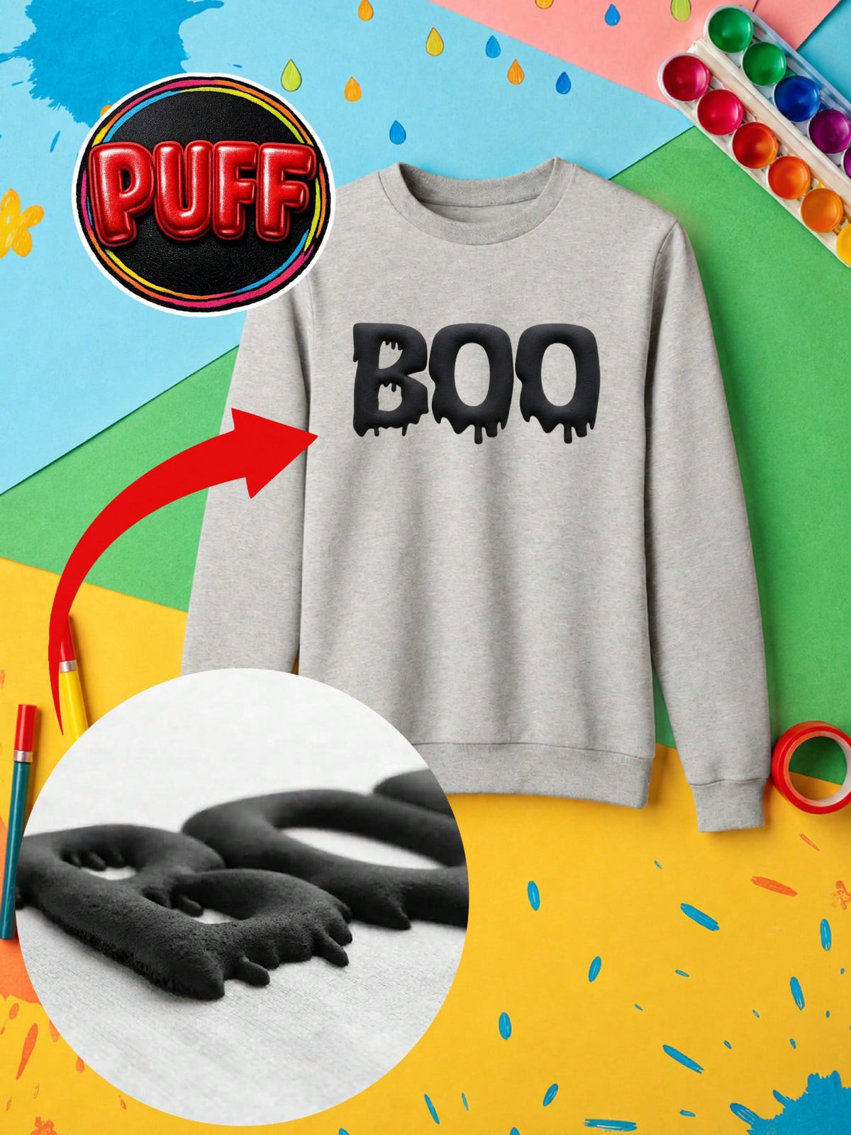 Halloween Boo 3D Puff Print Hoodie