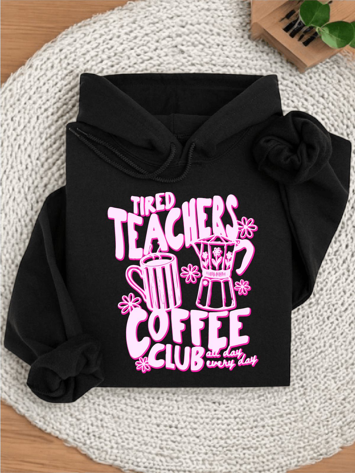 Retro Tired Teacher Club Hoodie