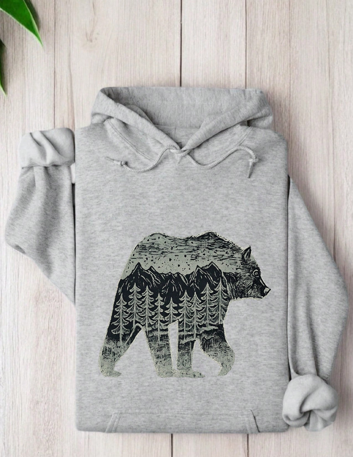 Mountain And Forest Bear Graphic Hoodie