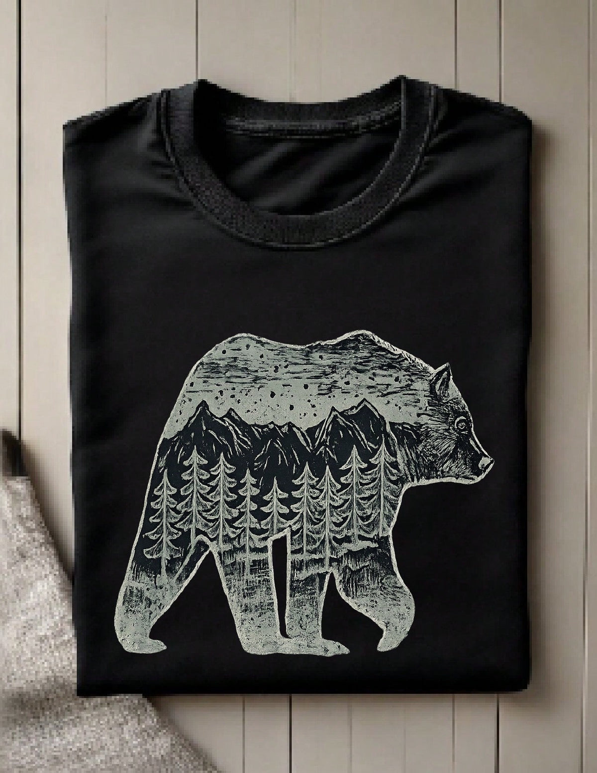 Mountain And Forest Bear Graphic T-Shirt