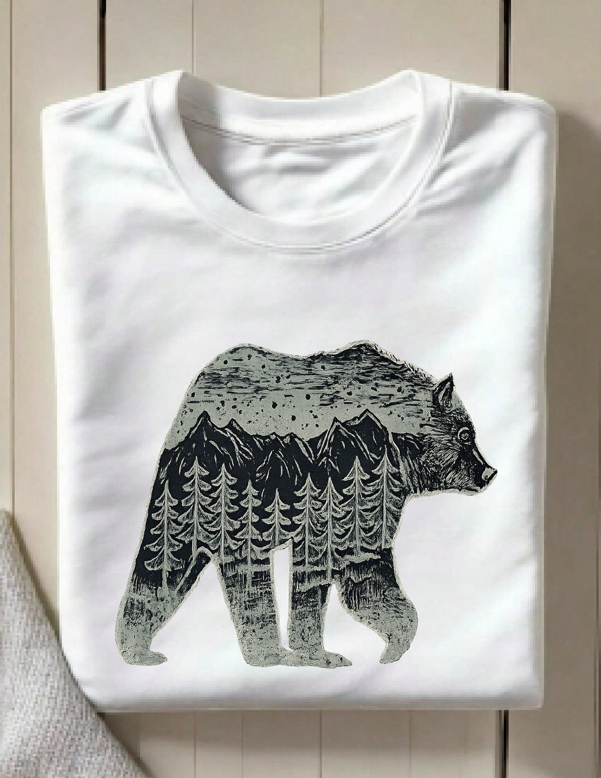 Mountain And Forest Bear Graphic T-Shirt