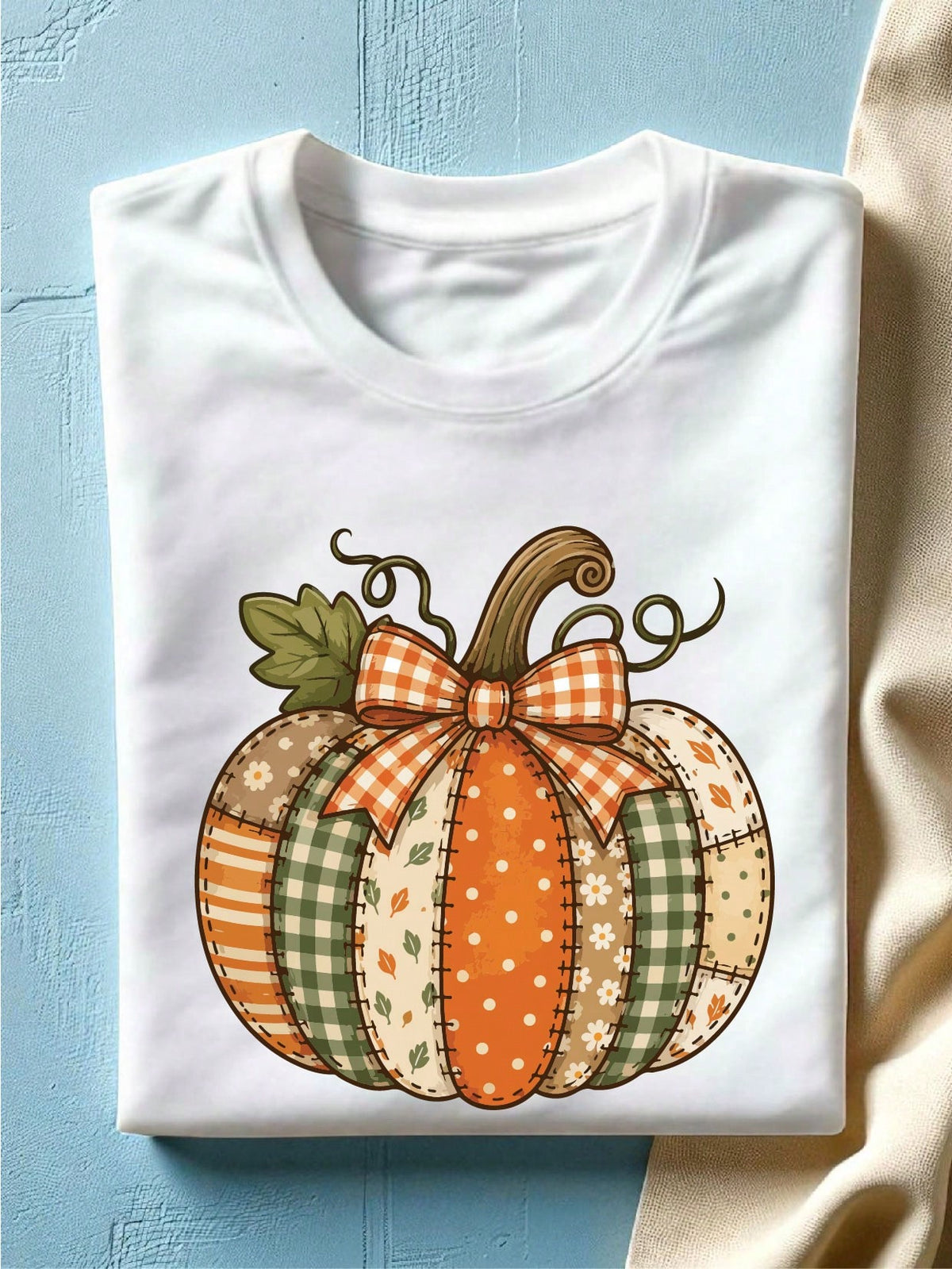 Vintage Patchwork Pumpkin T-Shirt
