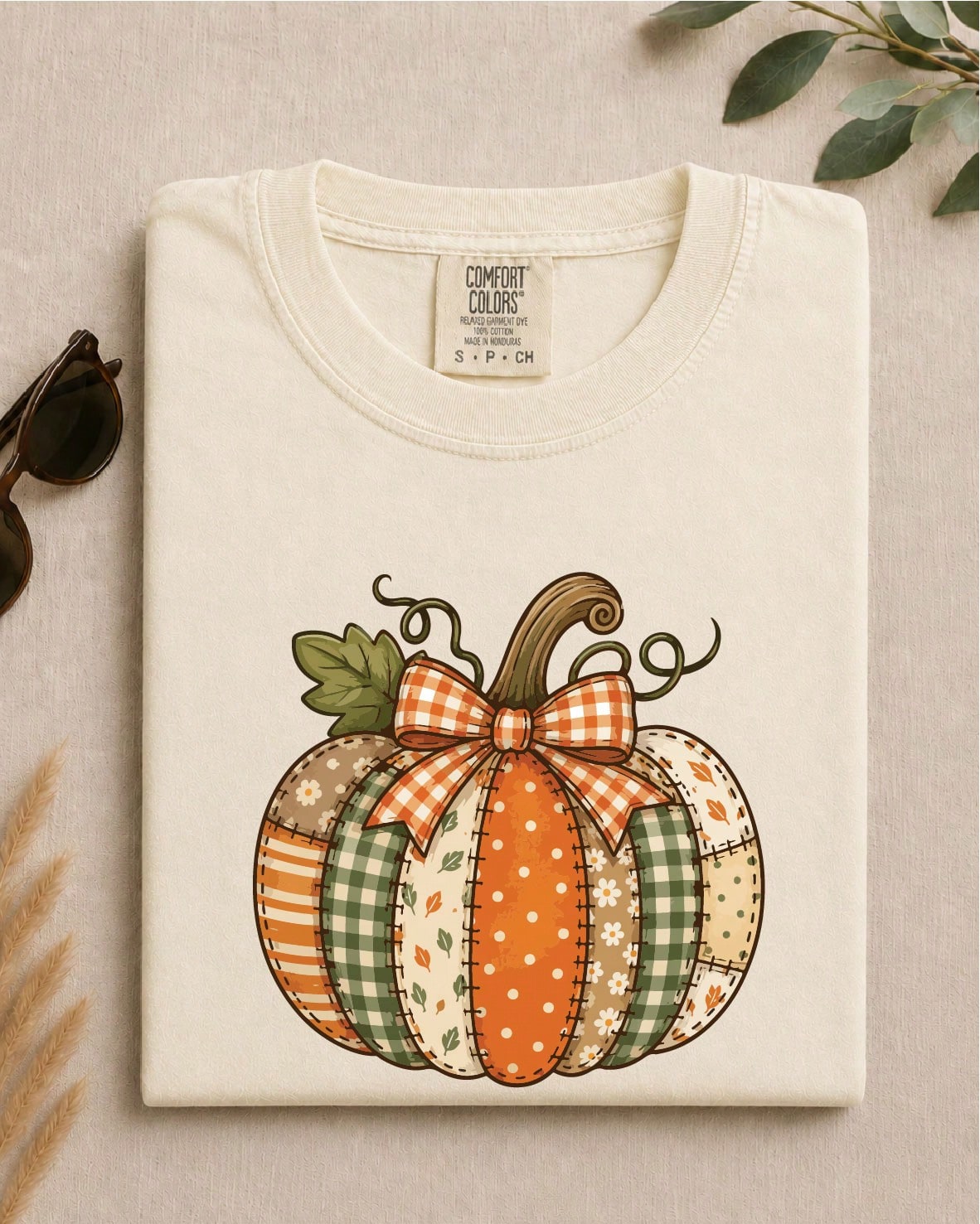 Vintage Patchwork Pumpkin T-Shirt