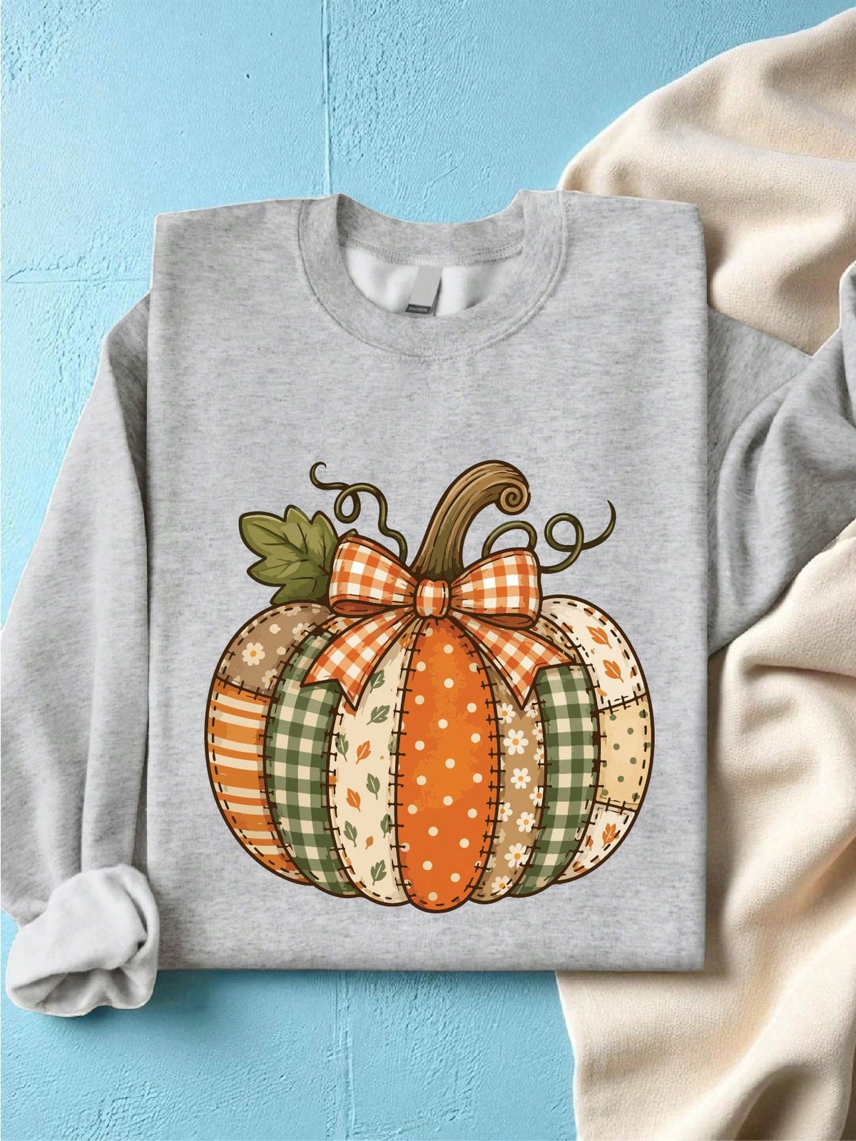 Vintage Patchwork Pumpkin Sweatshirt