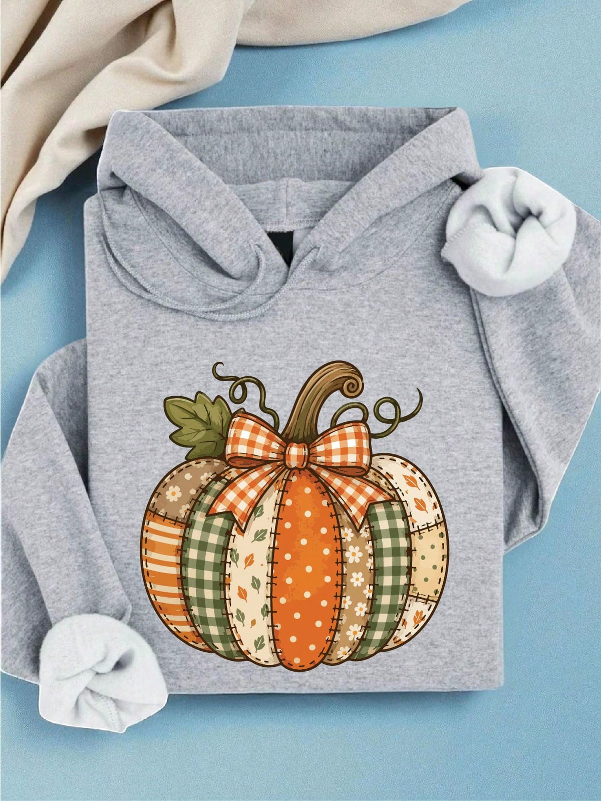Vintage Patchwork Pumpkin Hoodie