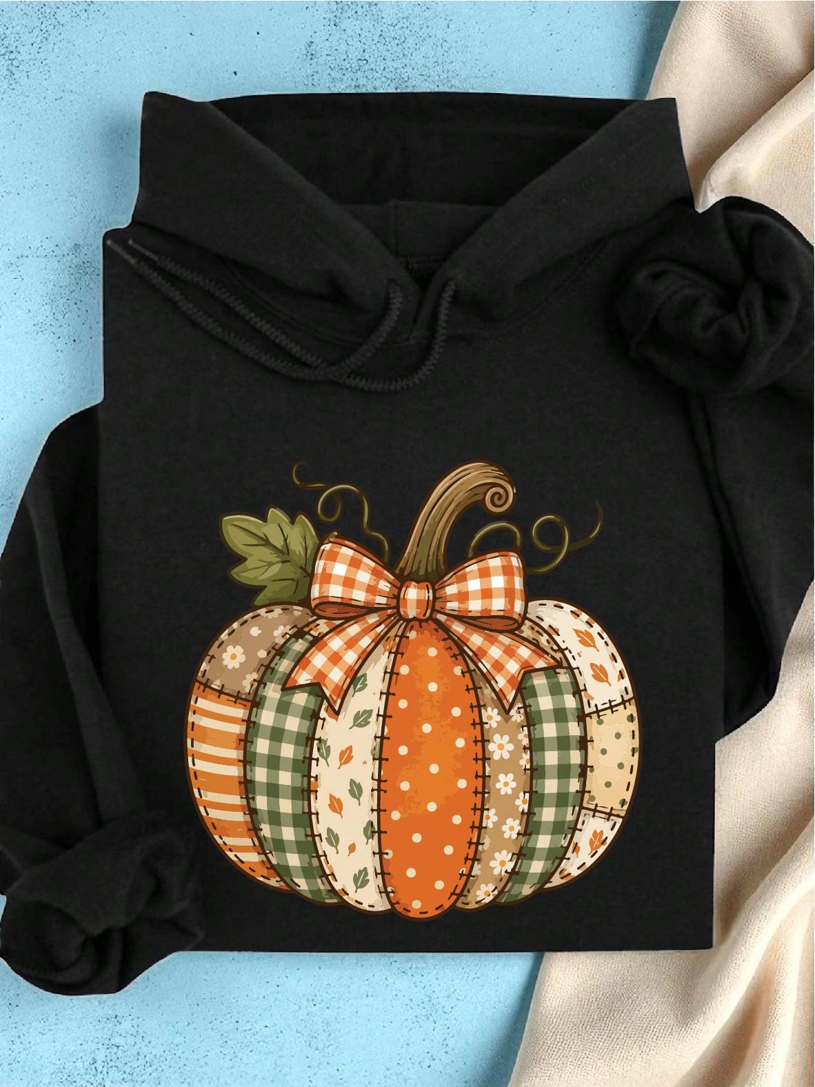 Vintage Patchwork Pumpkin Hoodie