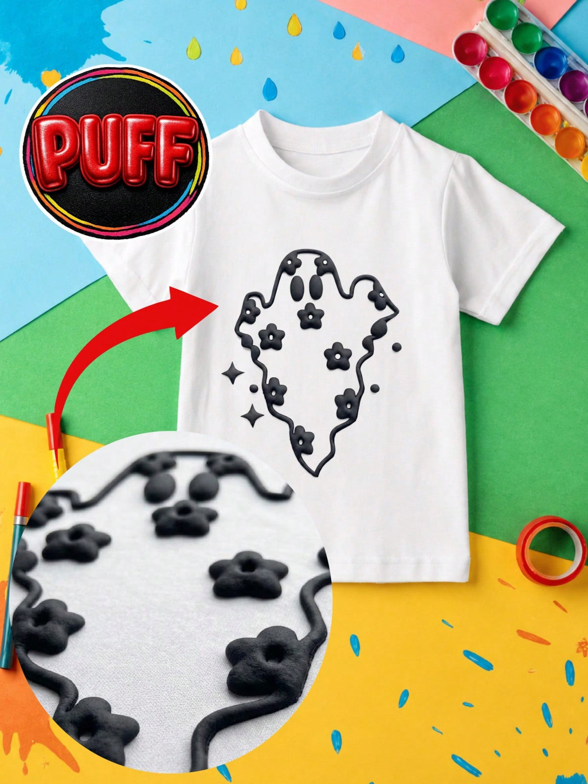 Halloween Ghost 3D Puff Print Bodysuit