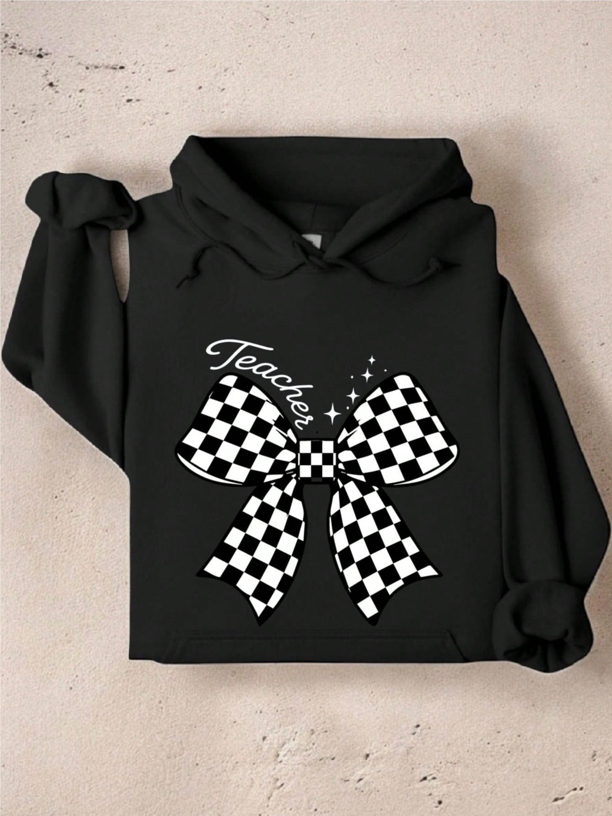 Teacher Checkered Bow Hoodie