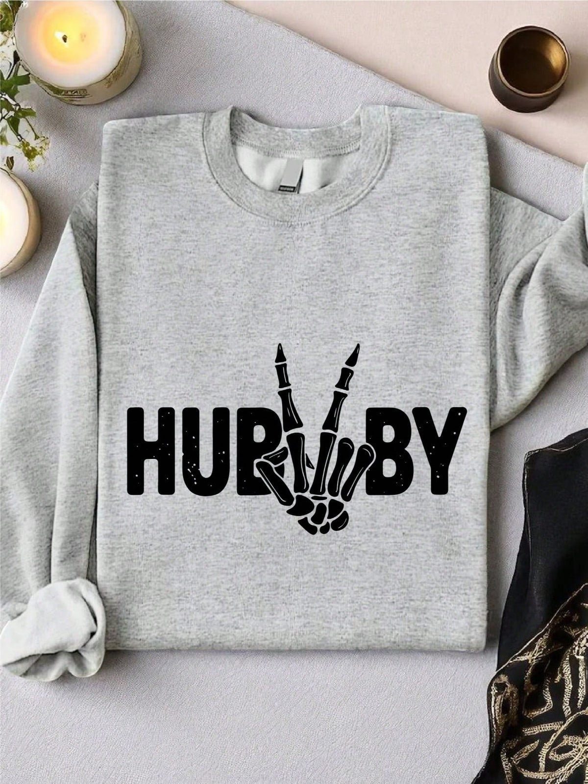 1PC Skeleton Hand Wifey & Hubby Sweatshirt