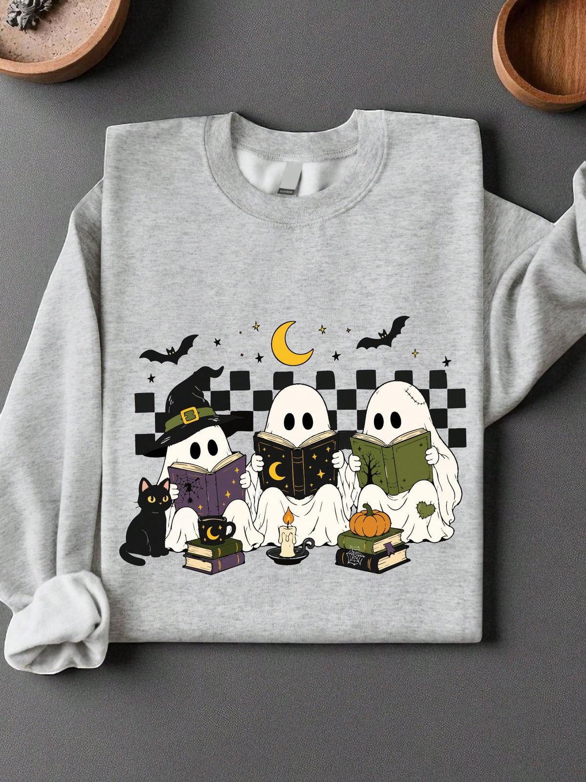 Ghost Reading Books Sweatshirt
