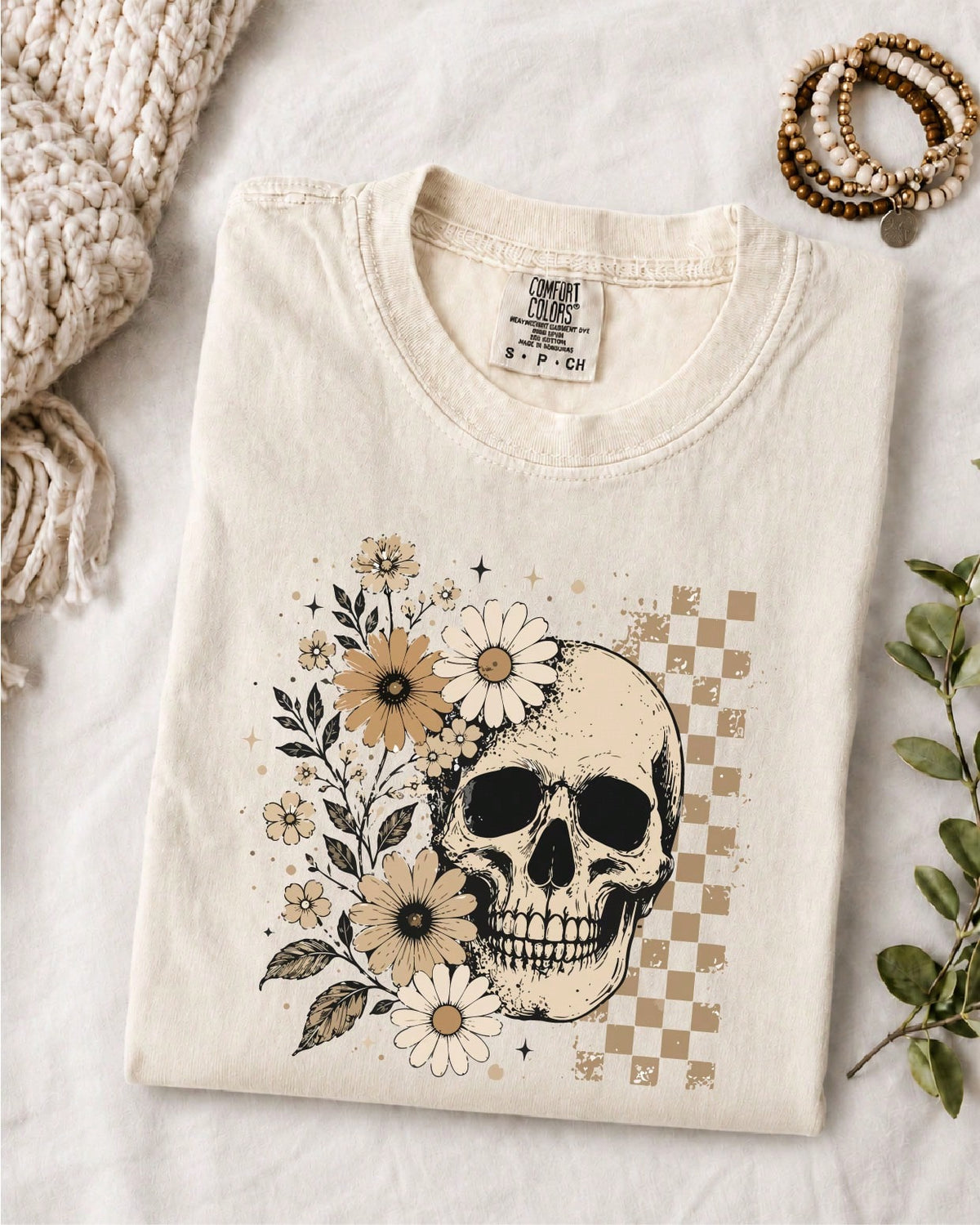 Boho Floral Skull T-Shirt