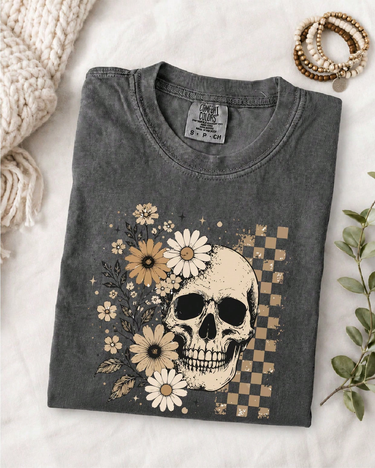 Boho Floral Skull T-Shirt