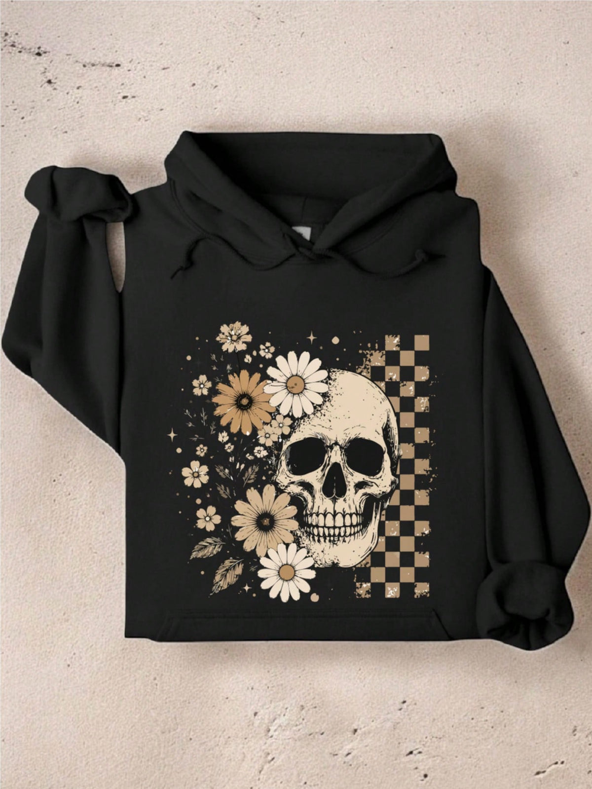 Boho Floral Skull Hoodie