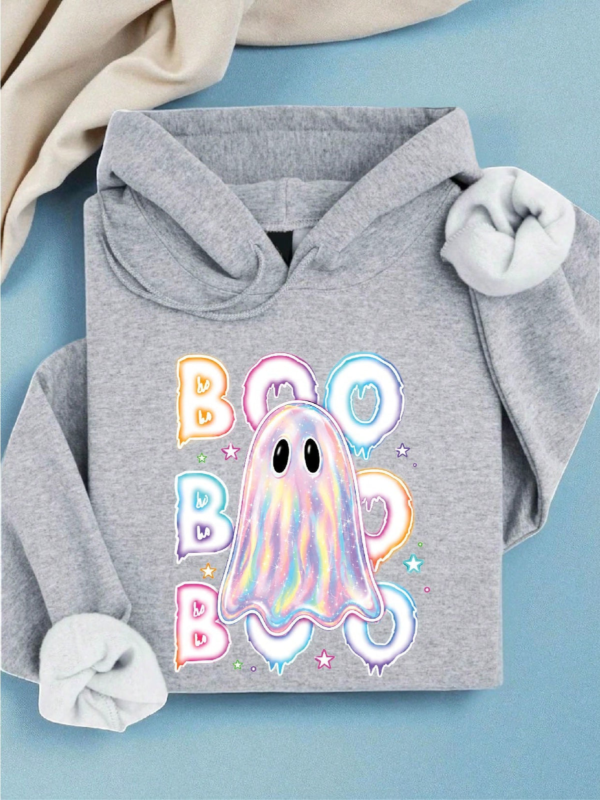 Colorful Neon Boo Ghost Hoodie
