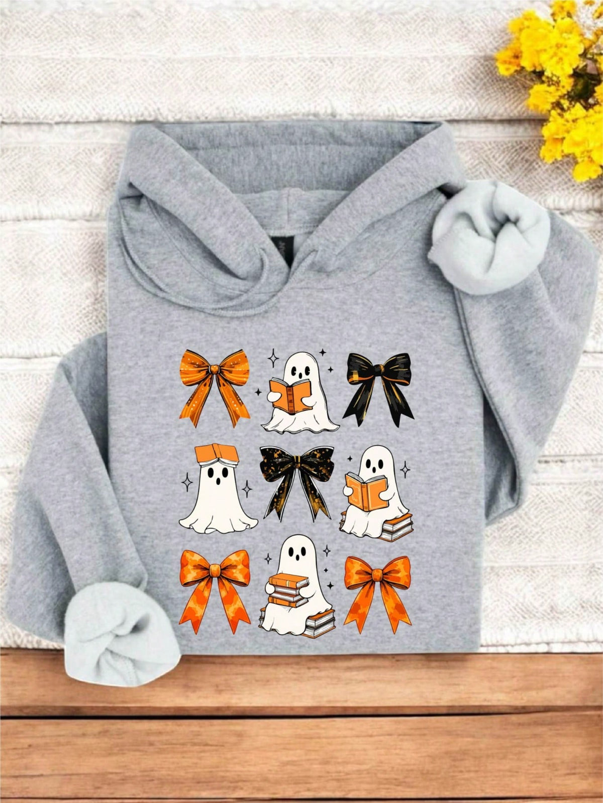 Coquette Ghost Book Halloween Hoodie