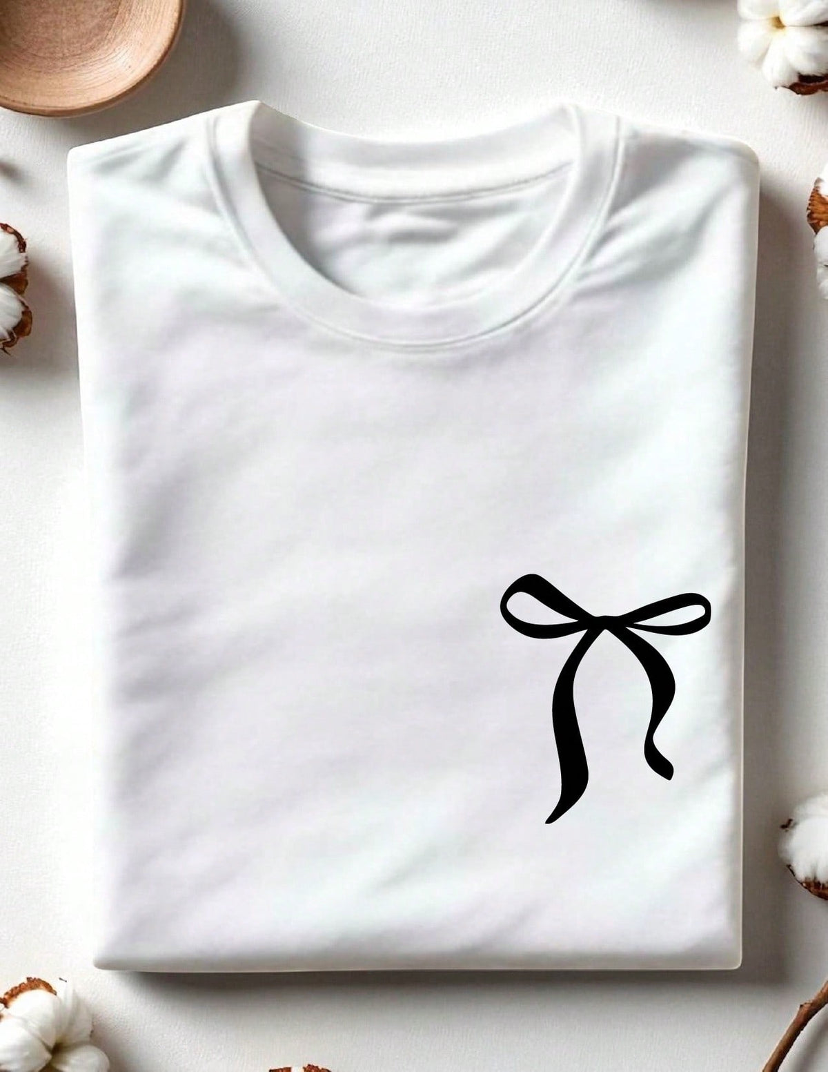 Cute Ribbon Bow Pocket T-Shirt