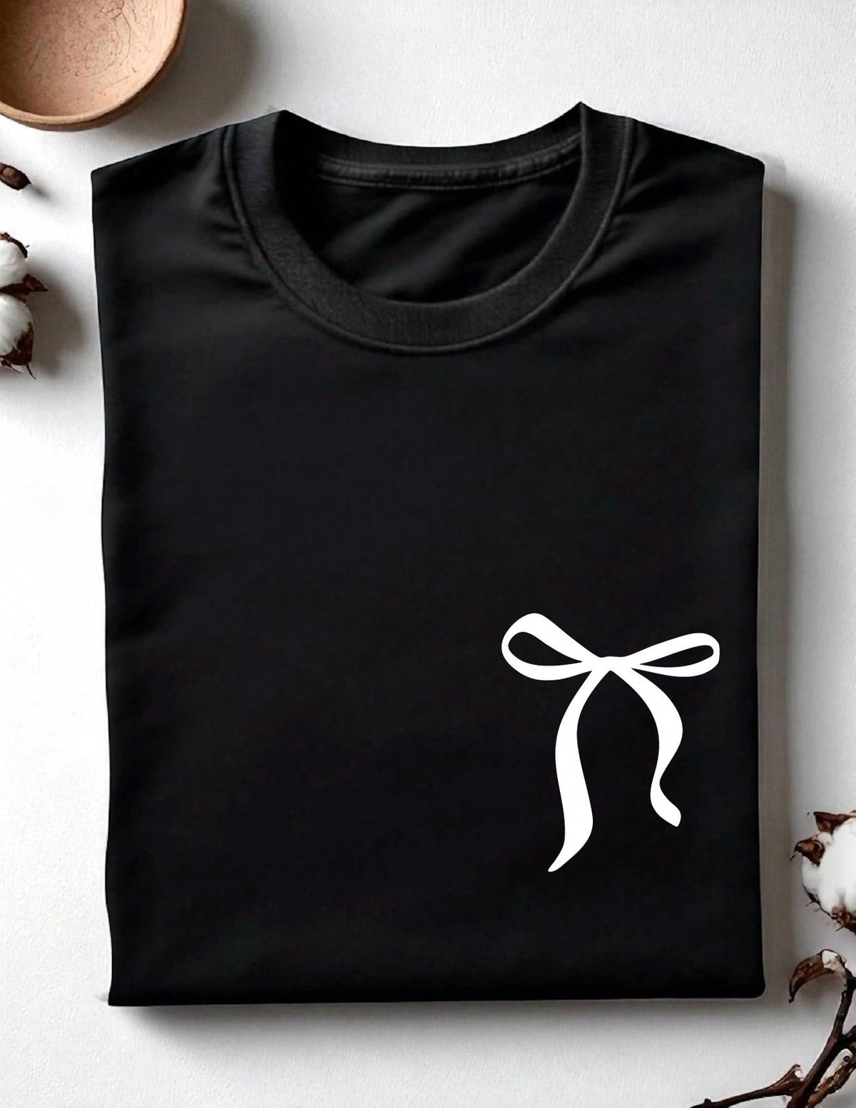 Cute Ribbon Bow Pocket T-Shirt