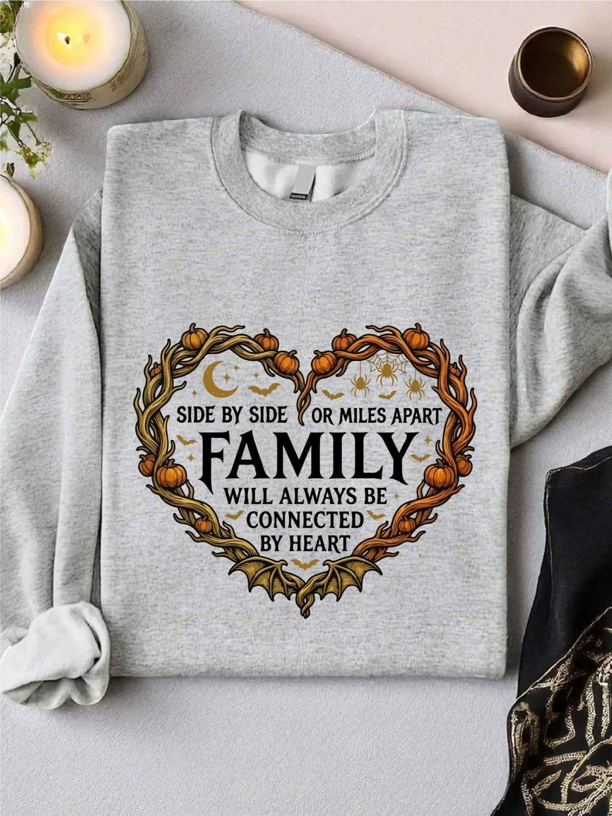 Side By Side Or Miles Apart Family Halloween Sweatshirt