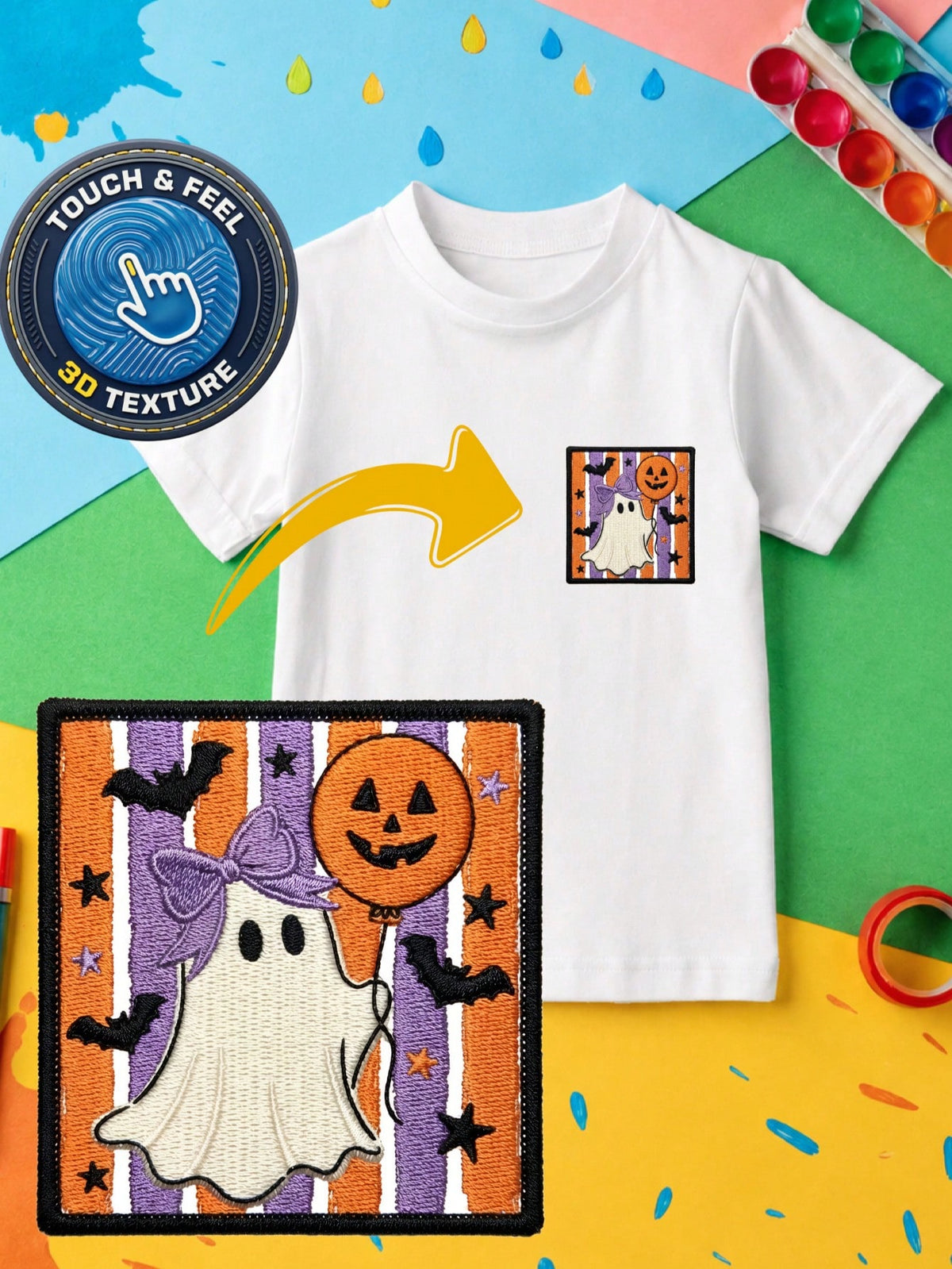 Halloween Ghost 3D UV Patch T-Shirt