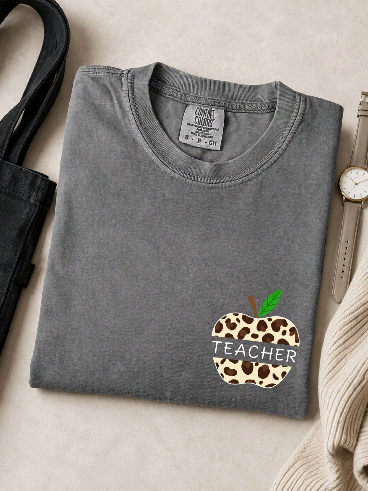 Teacher Leopard Apple T-Shirt