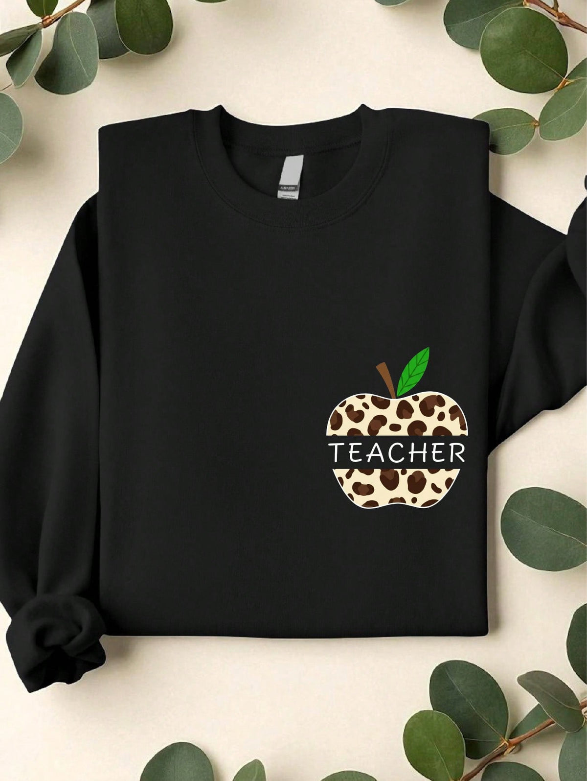 Teacher Leopard Apple Sweatshirt