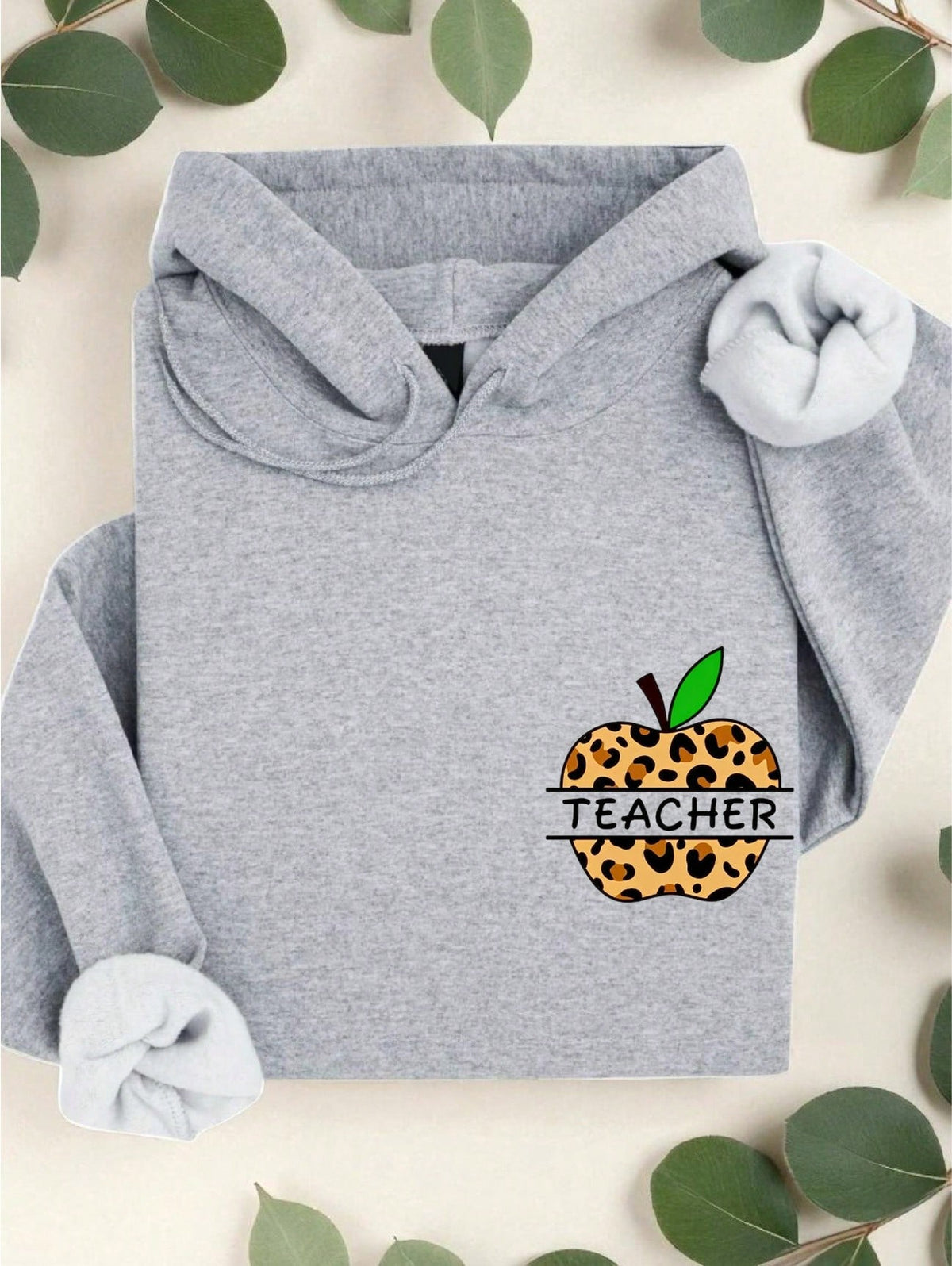 Teacher Leopard Apple Hoodie