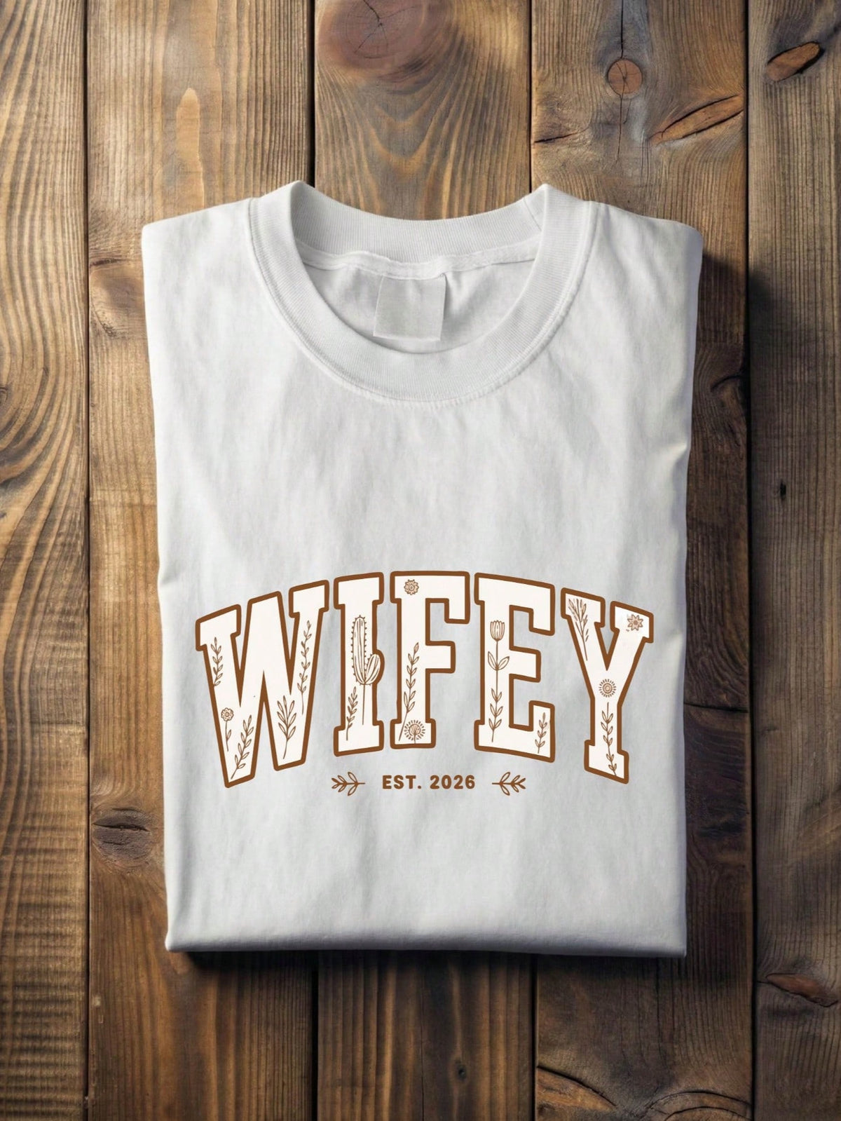 1 PC Floral Wifey Hubby Est. 2026 T-Shirt
