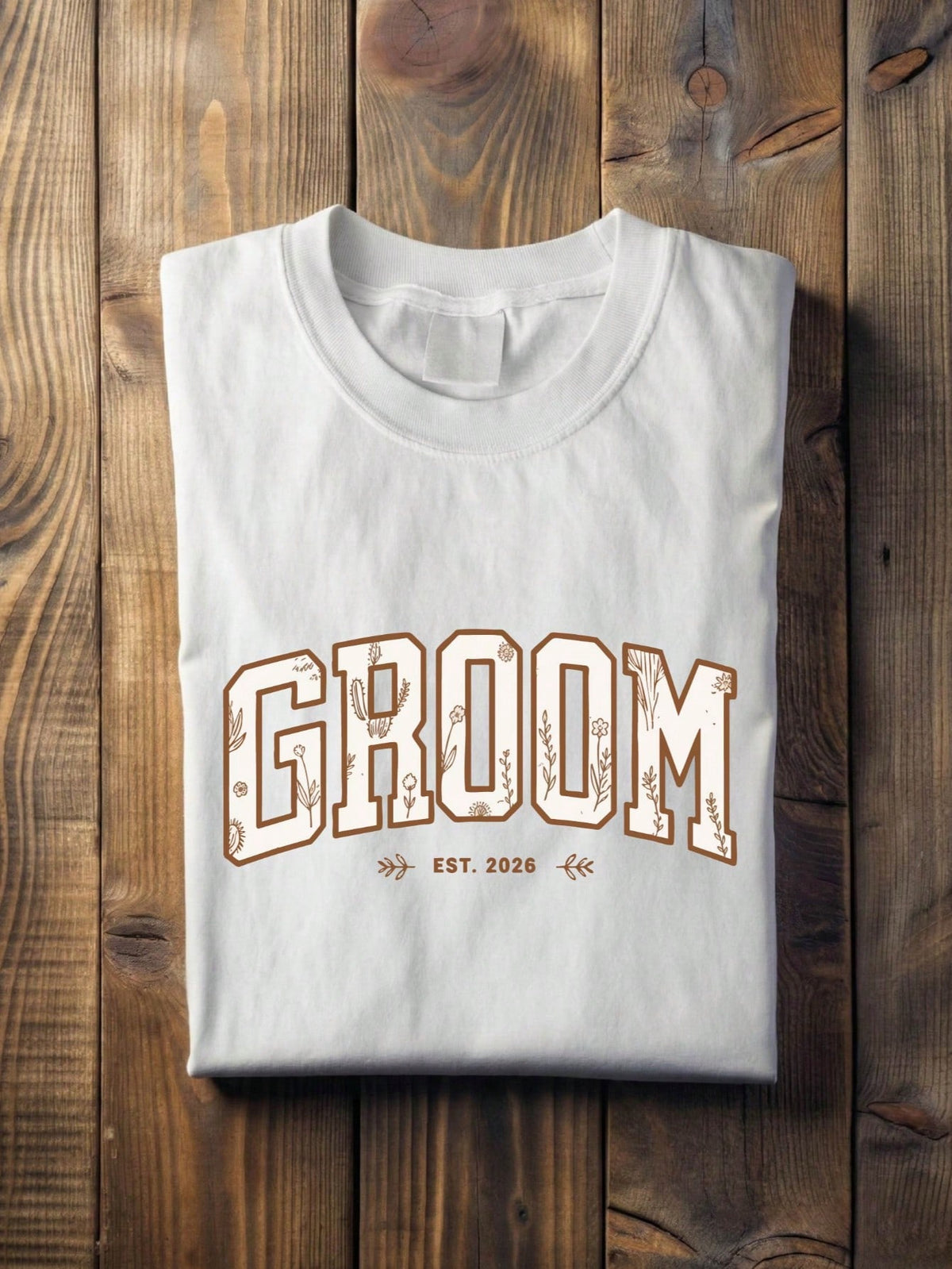 1 PC Floral Bride Groom Est. 2026 T-Shirt