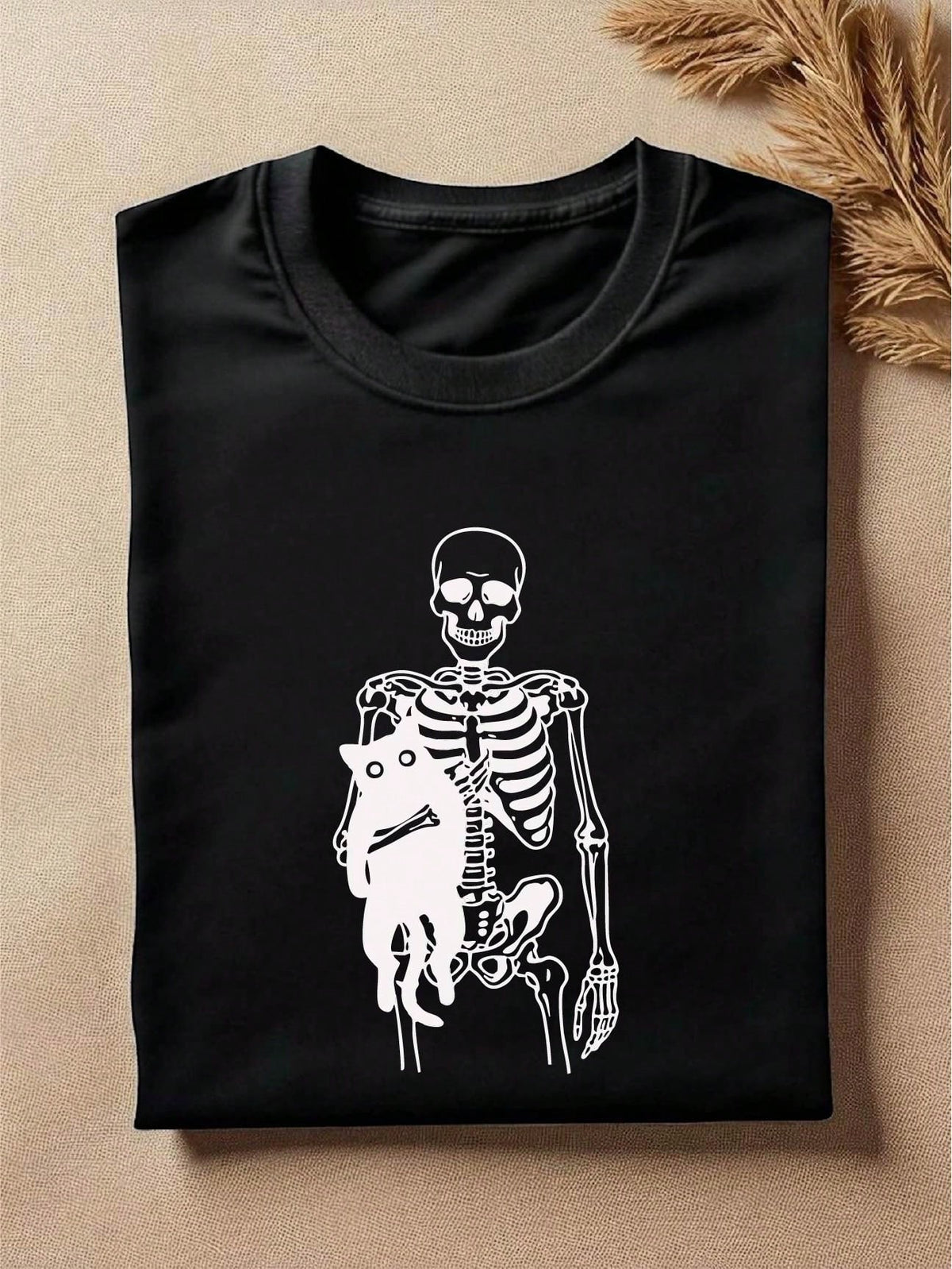 Skeleton Holding Cat T-Shirt