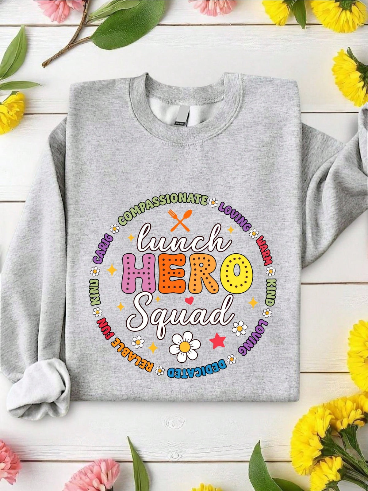 Floral Lunch Hero Crew Sweatshirt