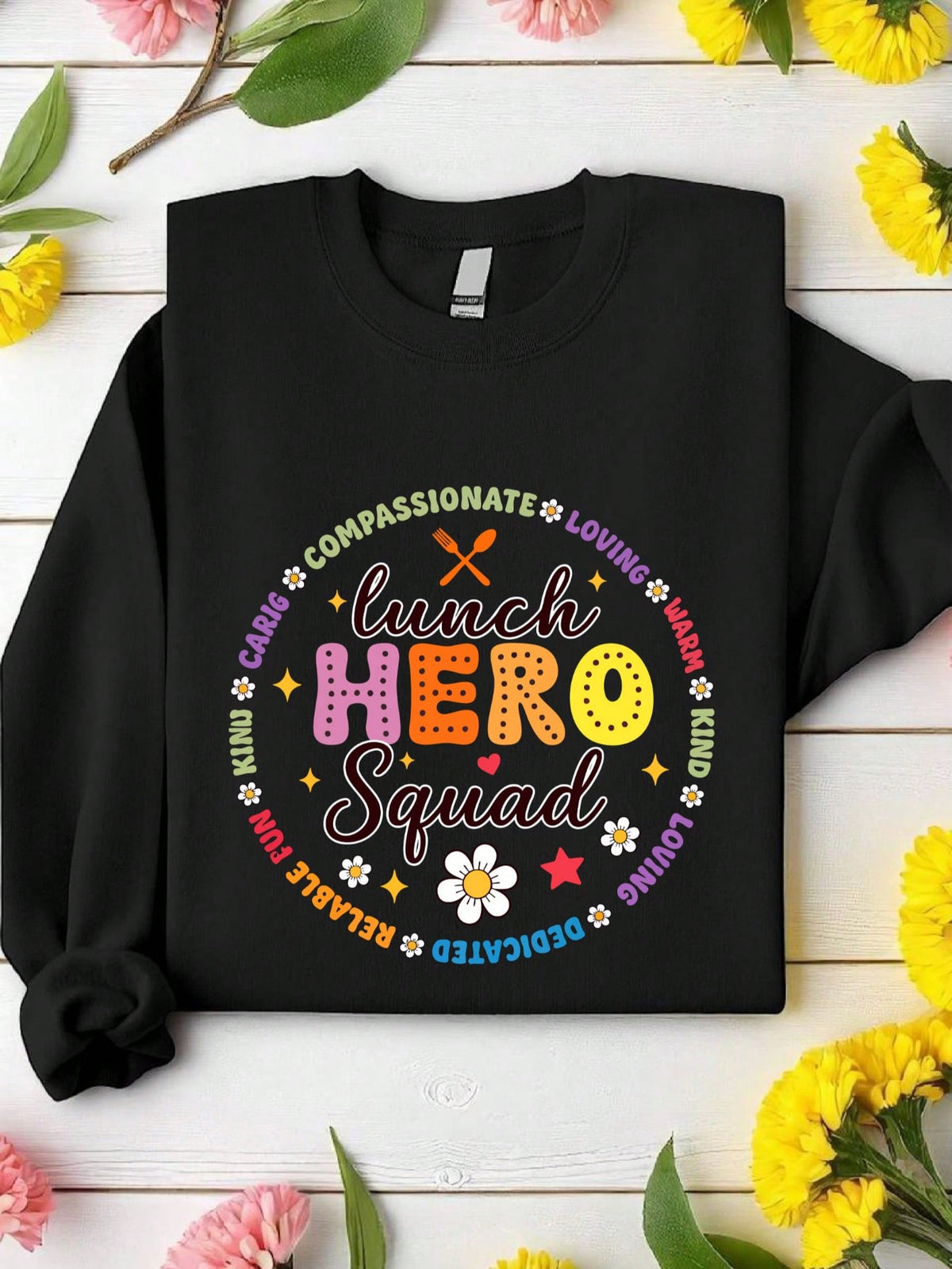 Floral Lunch Hero Crew Sweatshirt