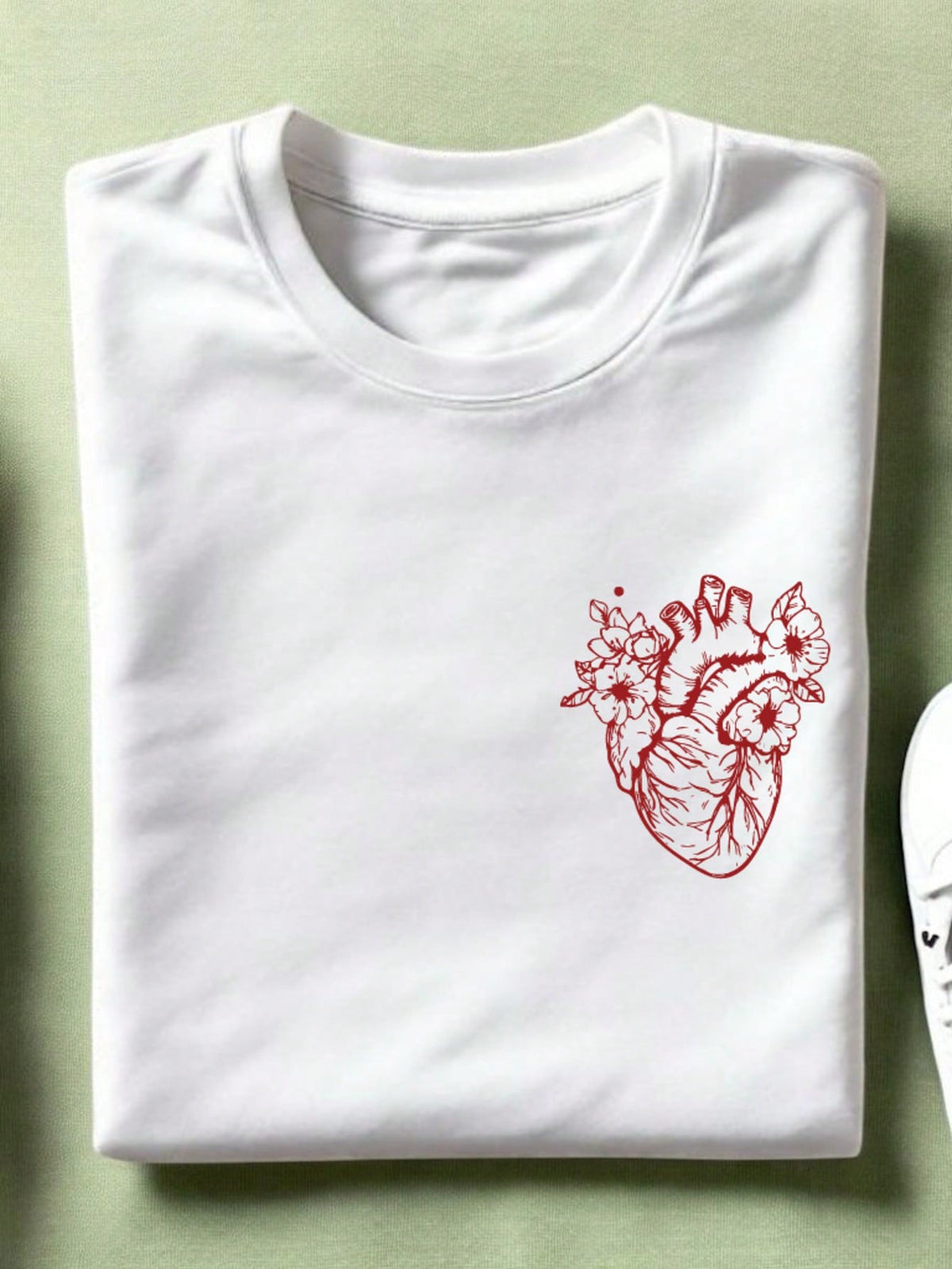 Anatomical Floral Heart Unisex Pocket T-Shirt