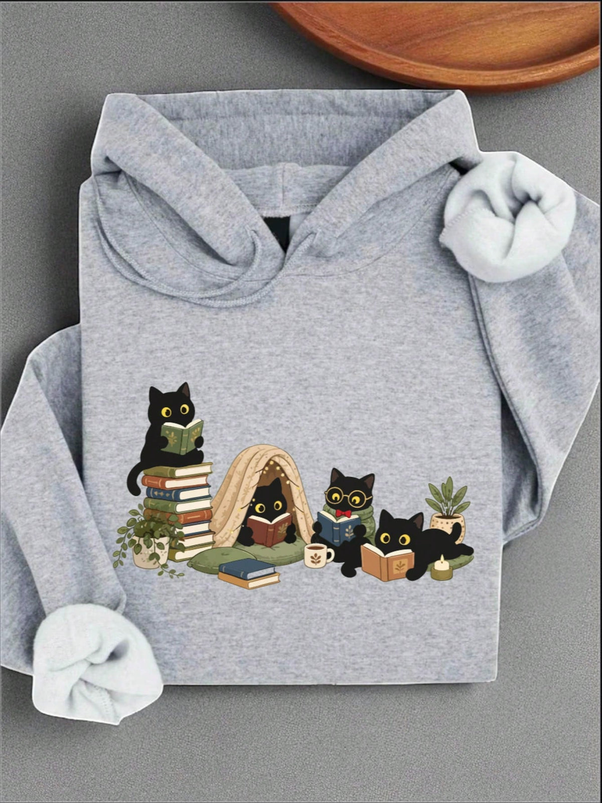 Black Reading Cats Unisex Hoodie